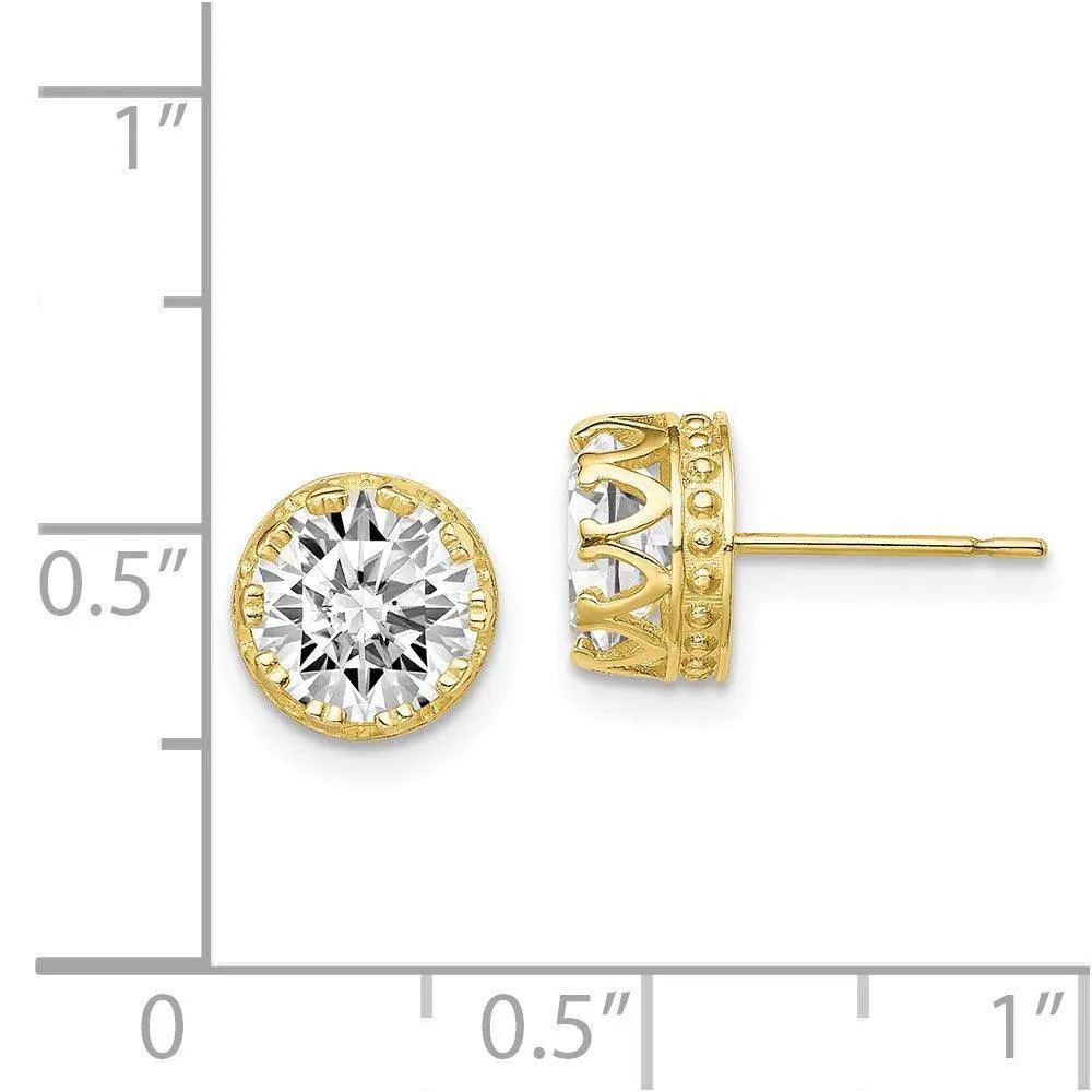 10k Tiara Collection 8mm Polished CZ Earrings