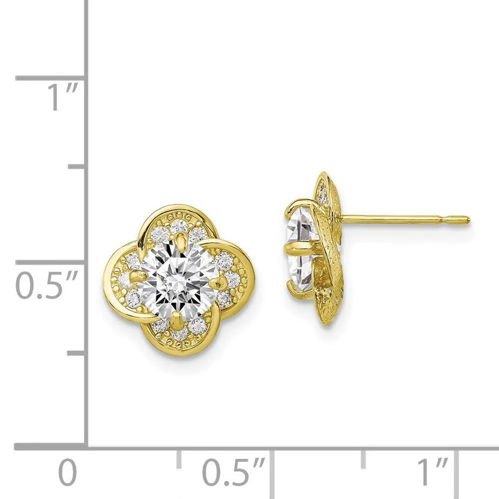 10K Tiara Collection Polished CZ Post Earrings