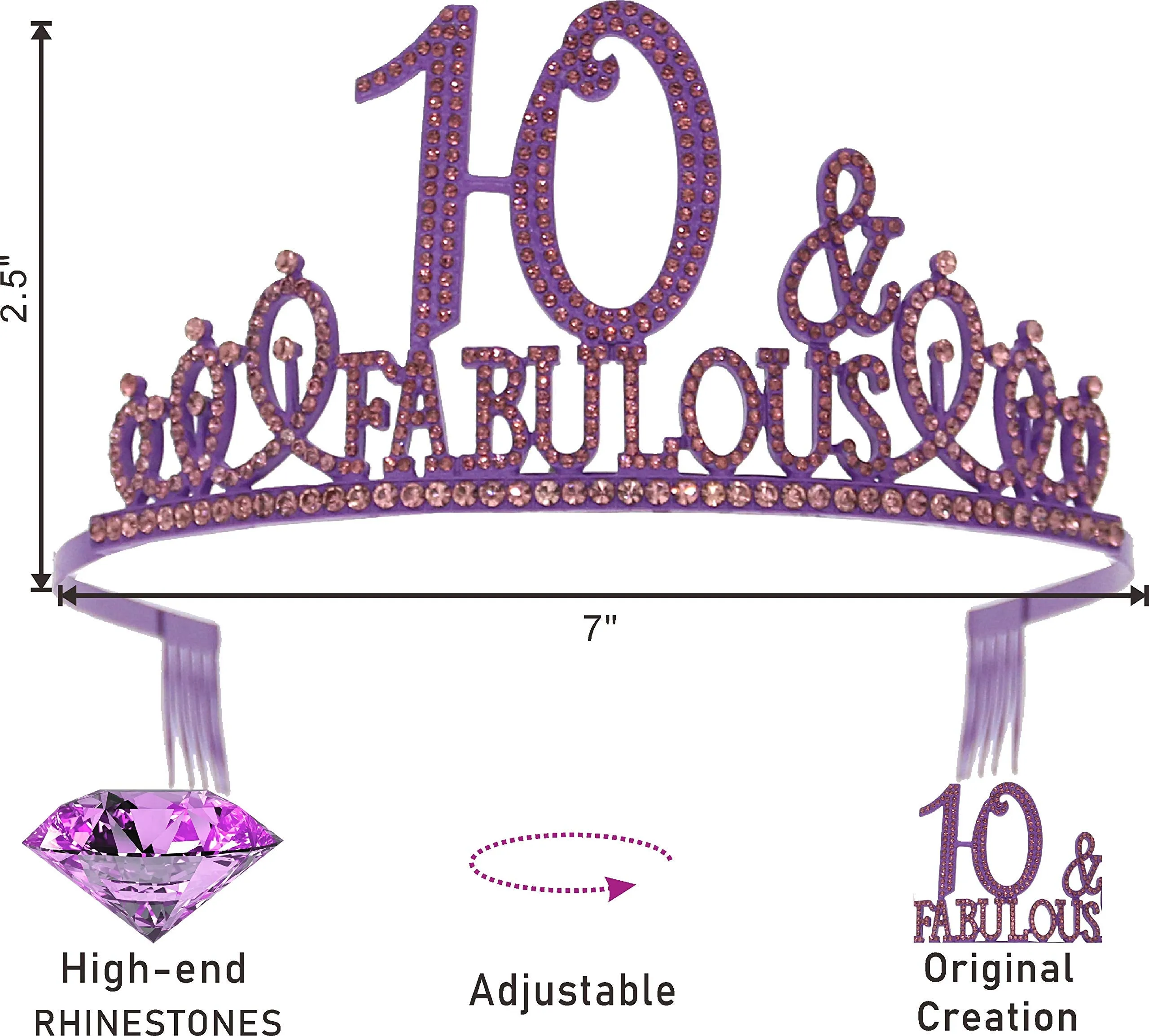 10th Birthday, 10th Birthday Tiara Purple, 10th Birthday Decorations for Girls, 10th