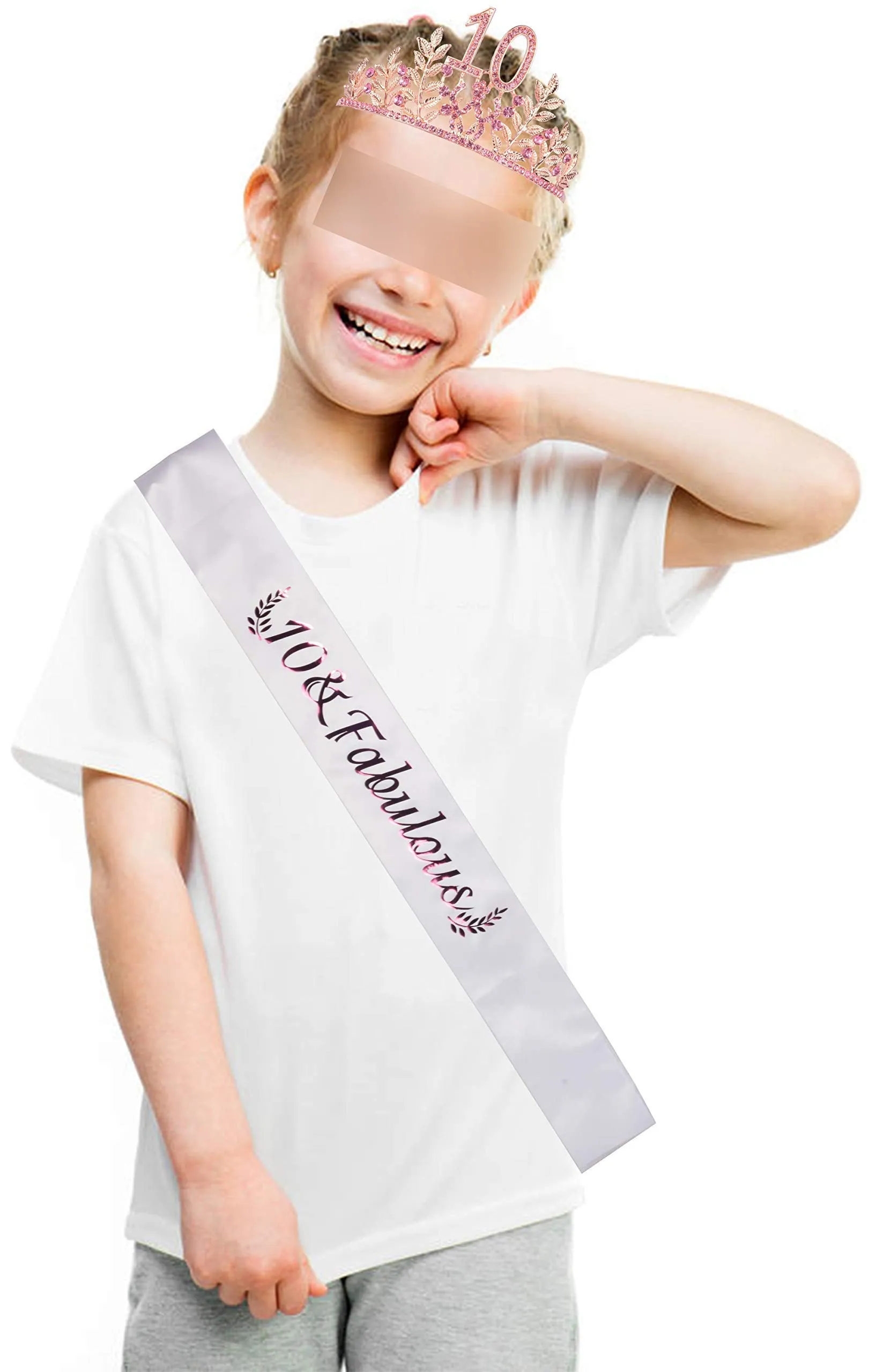 10th Birthday Gifts for Girls,10th Birthday Tiara and Sash,10 Fabulous Sash and Crystal