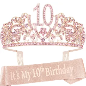 10th Birthday,10th Birthday Decorations for Girls,10th Birthday Tiara and Sash,10th