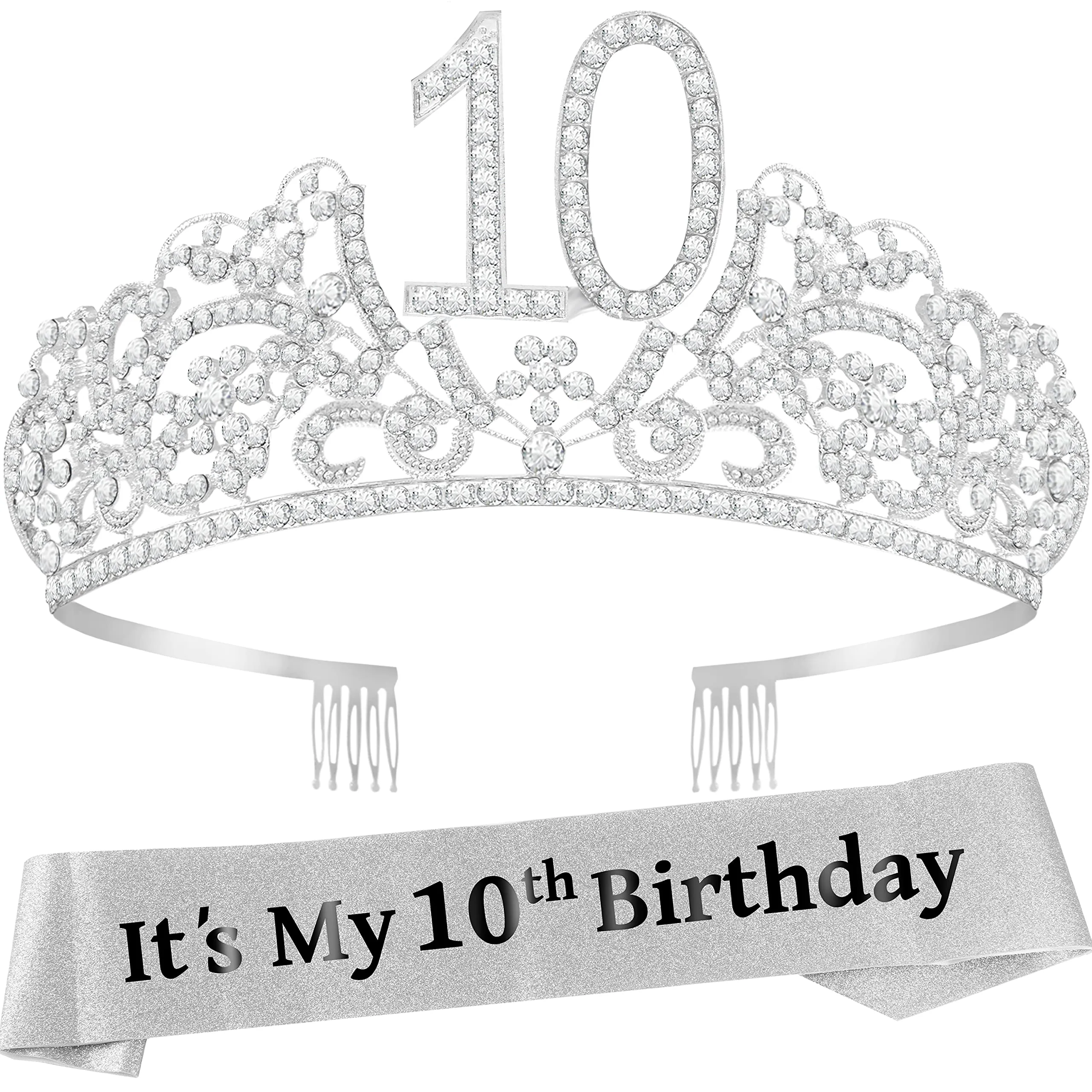 10th Birthday,10th Birthday Decorations for Girls,10th Birthday Tiara and Sash,10th