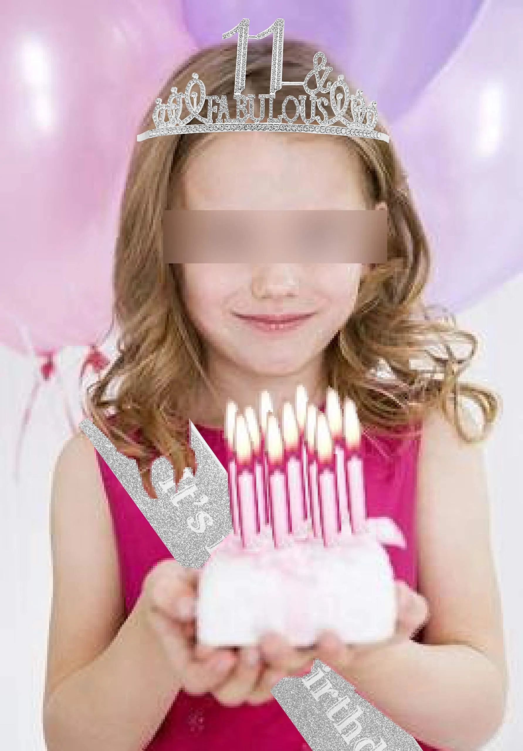 11th Birthday Gifts for girls,11th Birthday Tiara and Sash Silver,11th Birthday