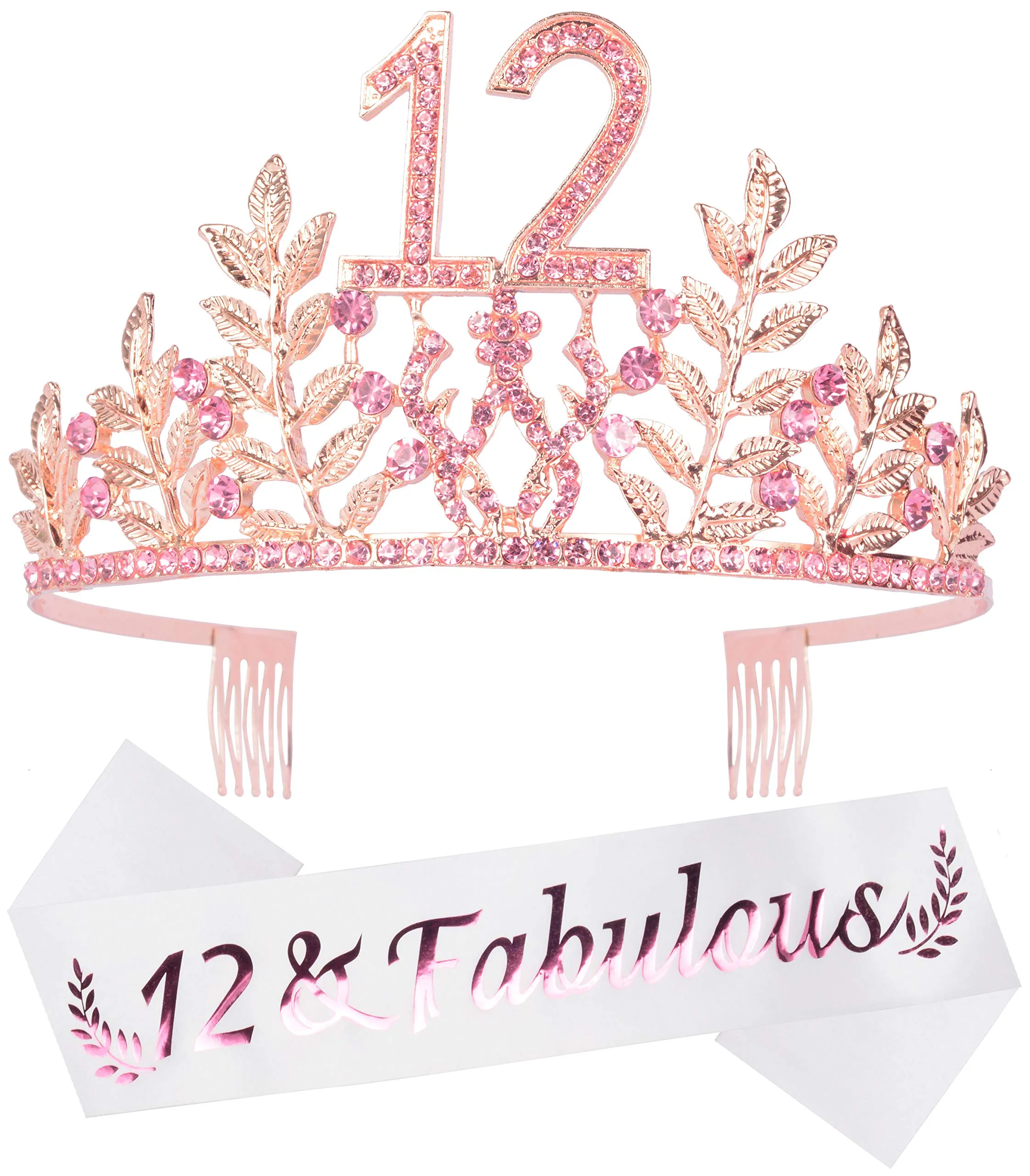 12th Birthday Gifts for Girls, 12th Birthday Tiara and Sash, 12 Fabulous Sash and Crystal