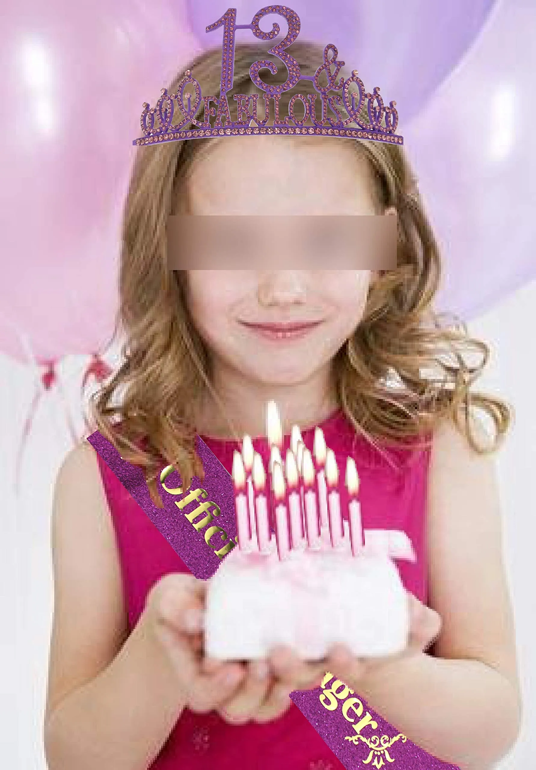 13th Birthday Gifts for Girls,13th Birthday Tiara and Sash Purple,13th Birthday