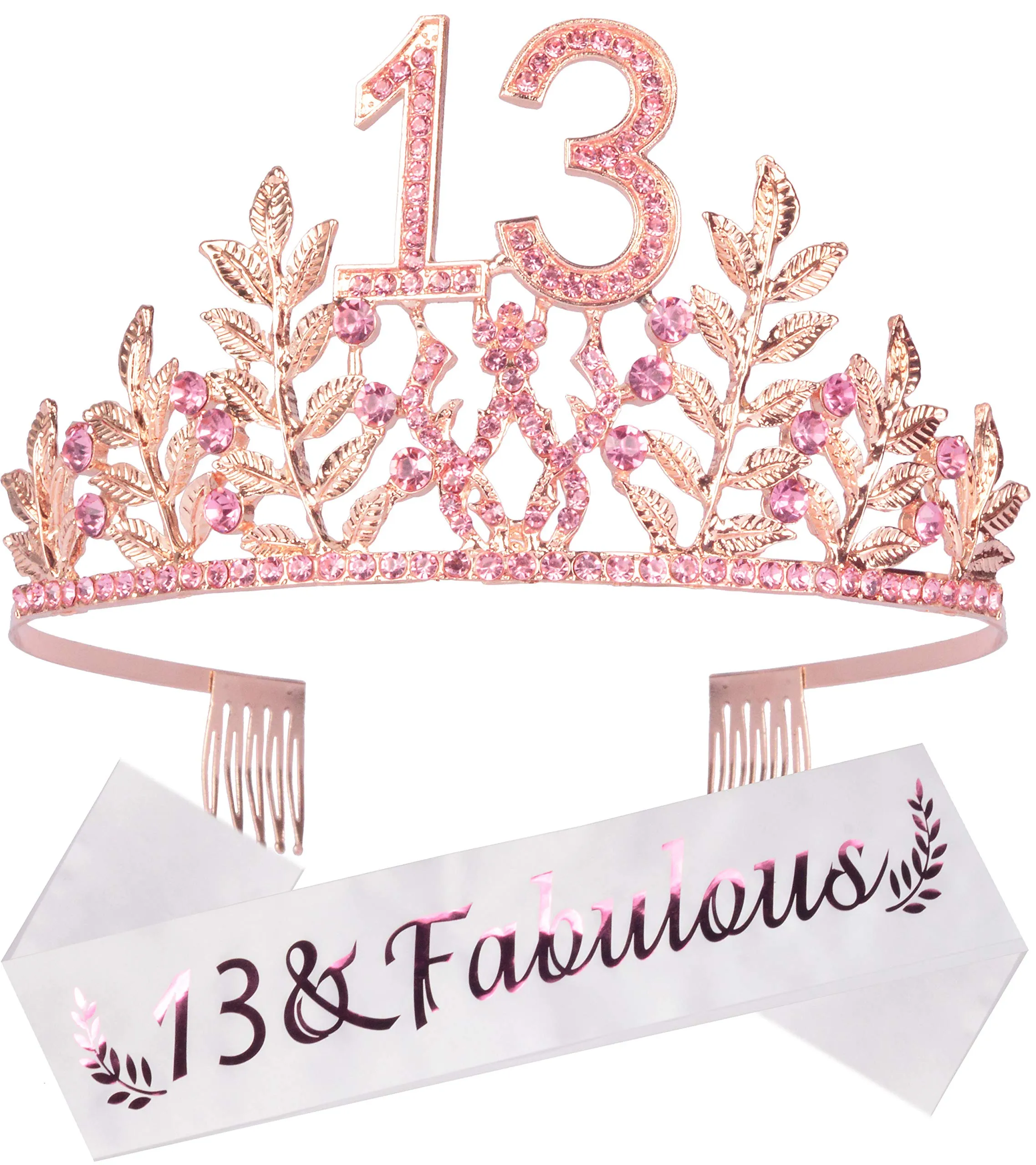 13th Birthday Party Tiara and Sash Set,Girl 13th Birthday Party Supplies,13th Birthday