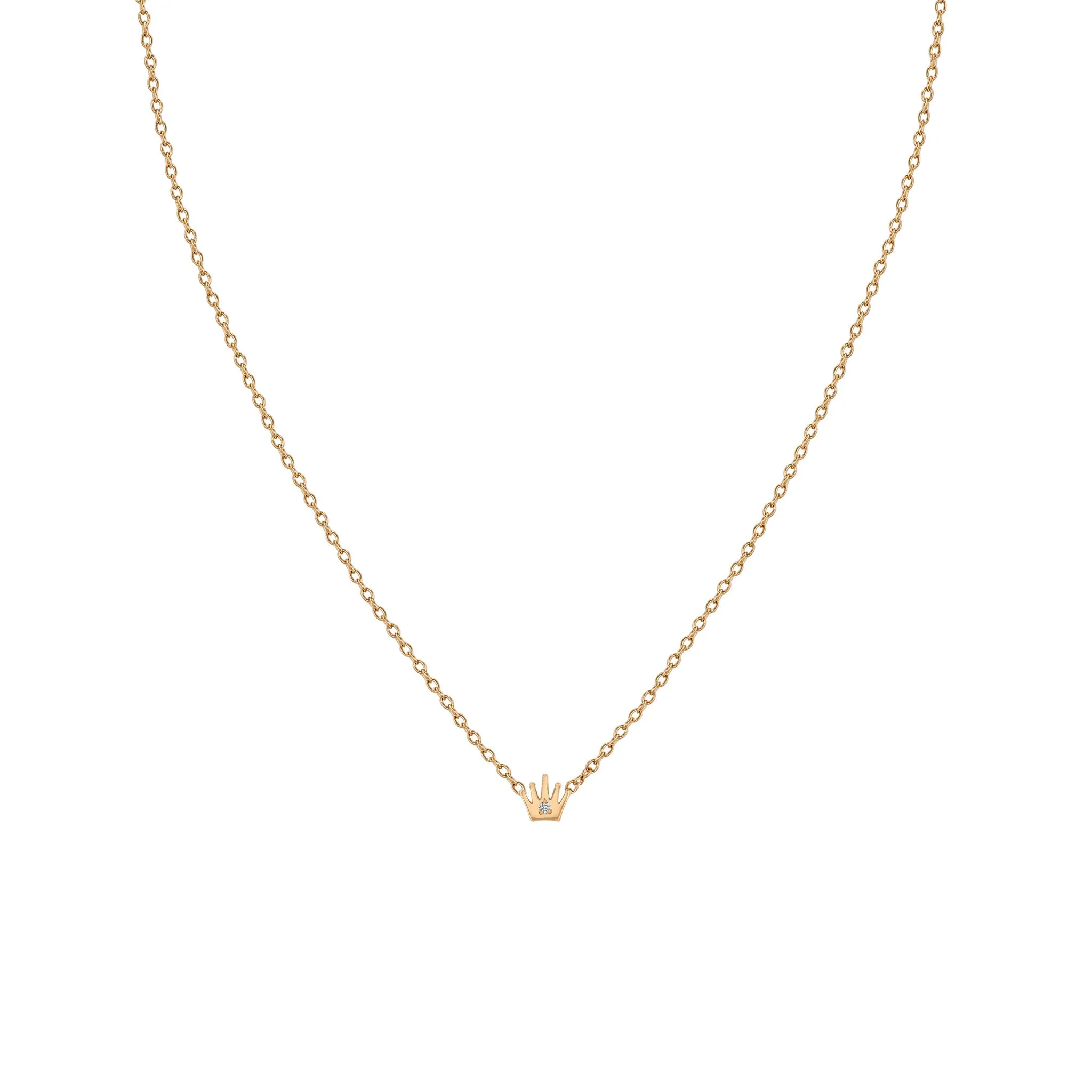 14k Itty Bitty Diamond Crown Necklace