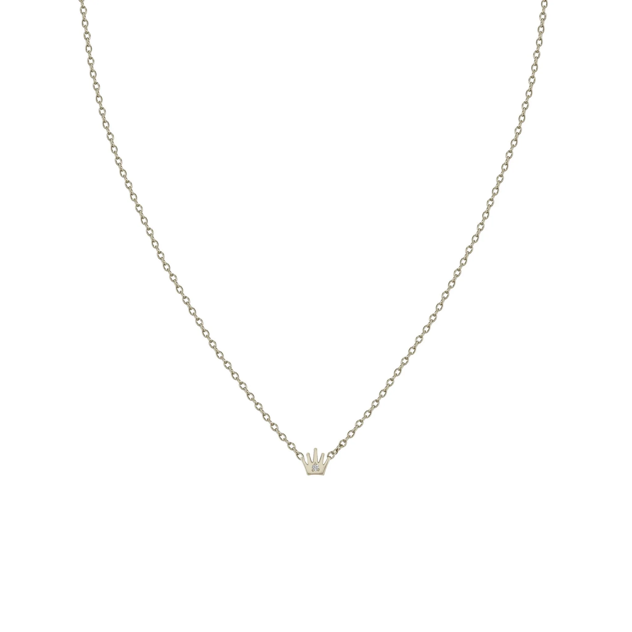 14k Itty Bitty Diamond Crown Necklace