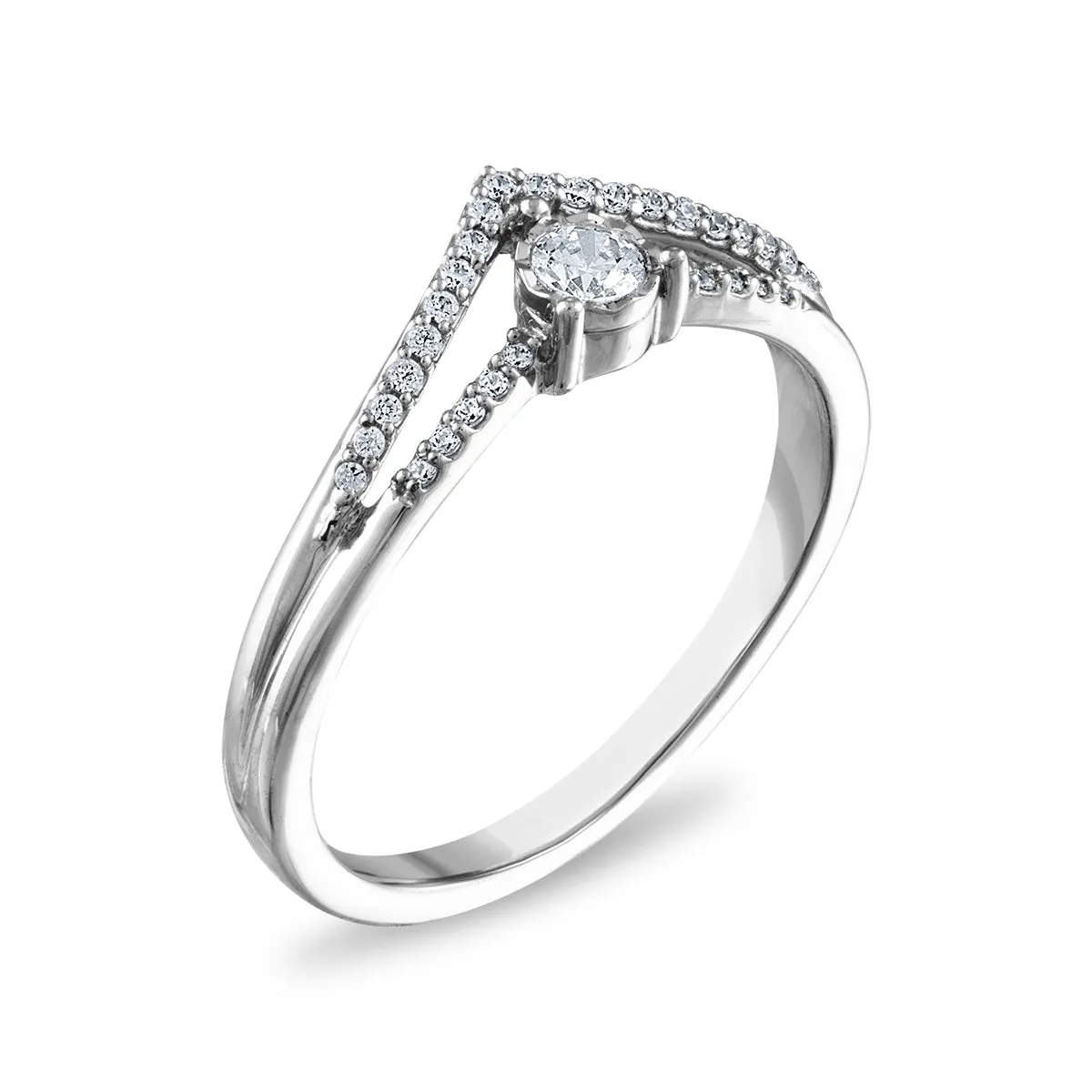 1/5 CTW Diamond Tiara Crown Ring in 10KT White Gold