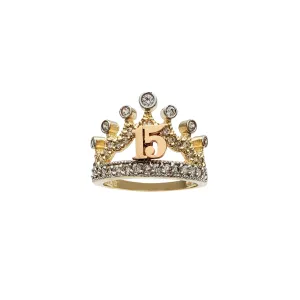 15 Years Birthday Crown Ring (14K)