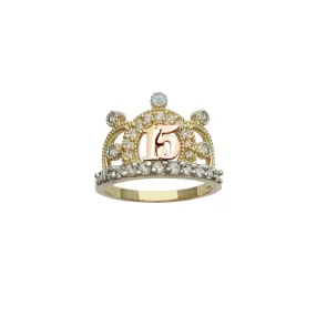 15 Years Birthday Crown-Tiara Ring (14K)