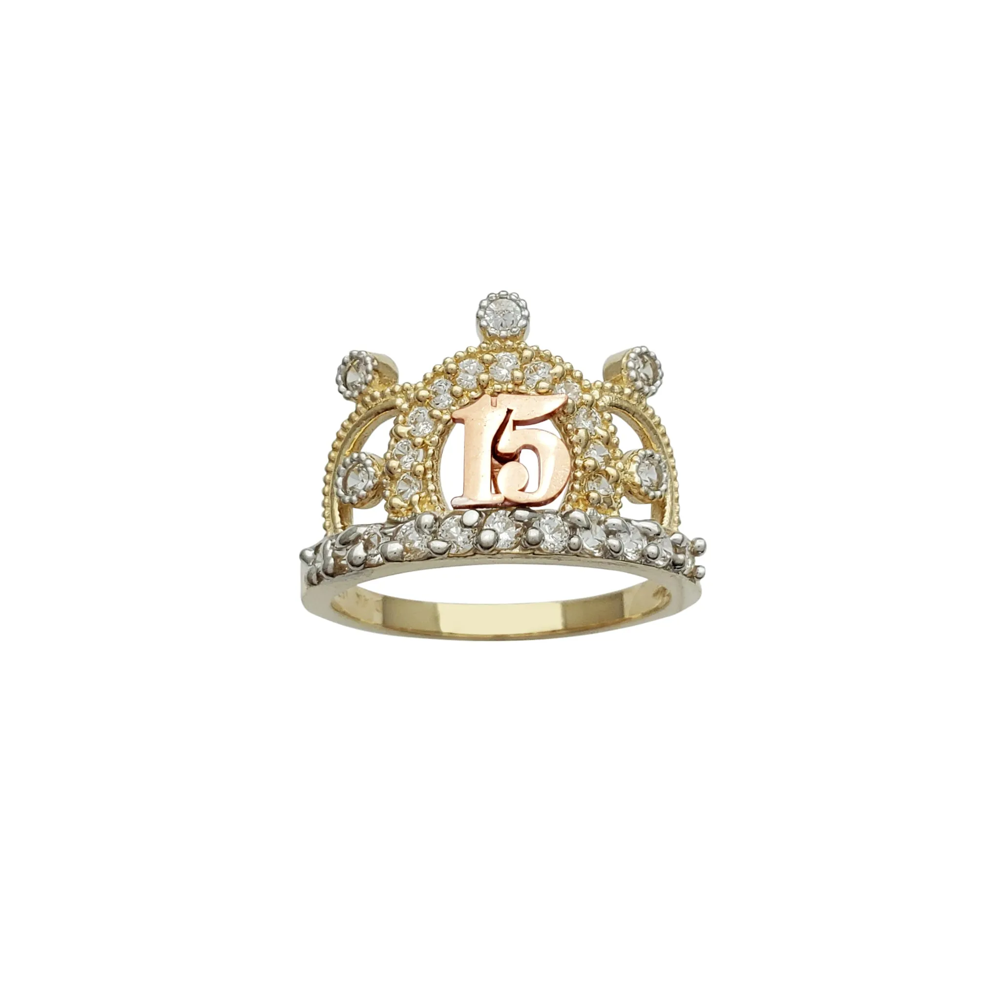 15 Years Birthday Crown-Tiara Ring (14K)