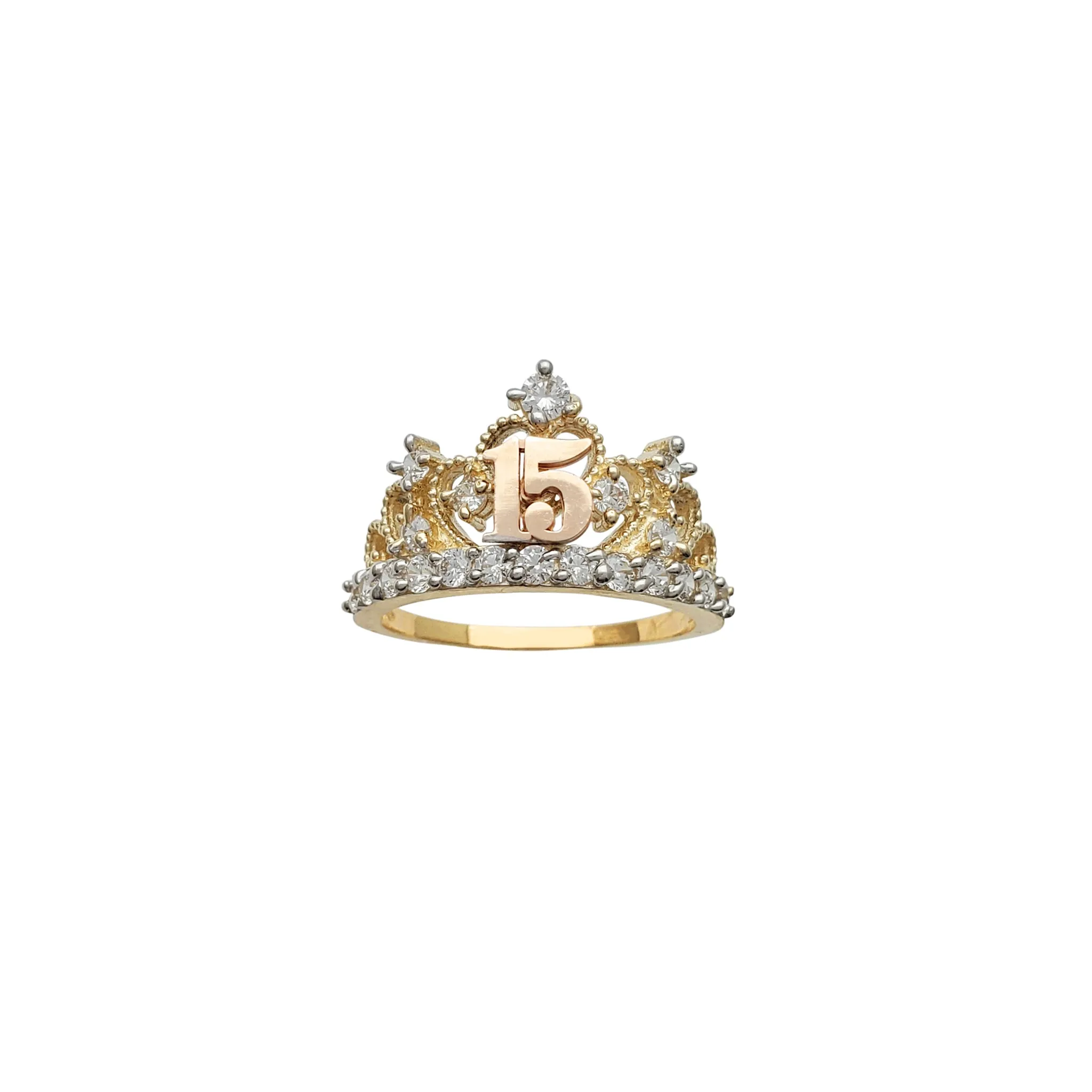 15 Years Birthday Crown-Tiara Ring (14K)