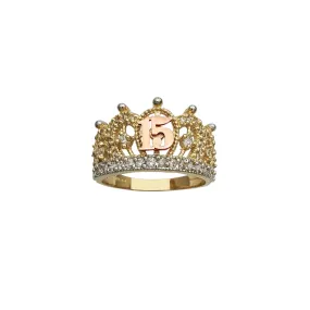 15 Years Birthday Crown-Tiara Ring (14K)