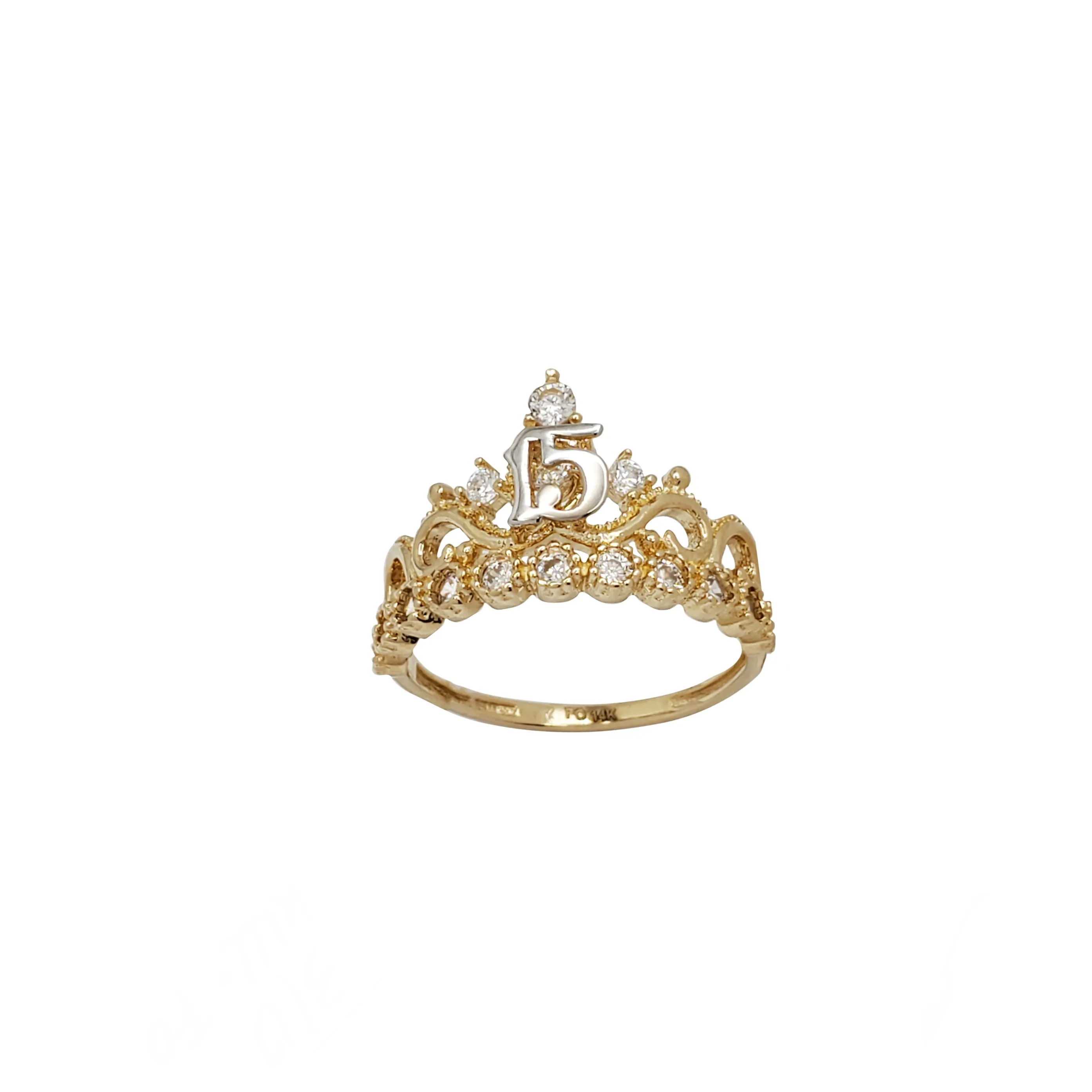 15 Years Birthday Crown-Tiara Ring (14K)