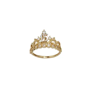 15 Years Birthday Crown-Tiara Ring (14K)