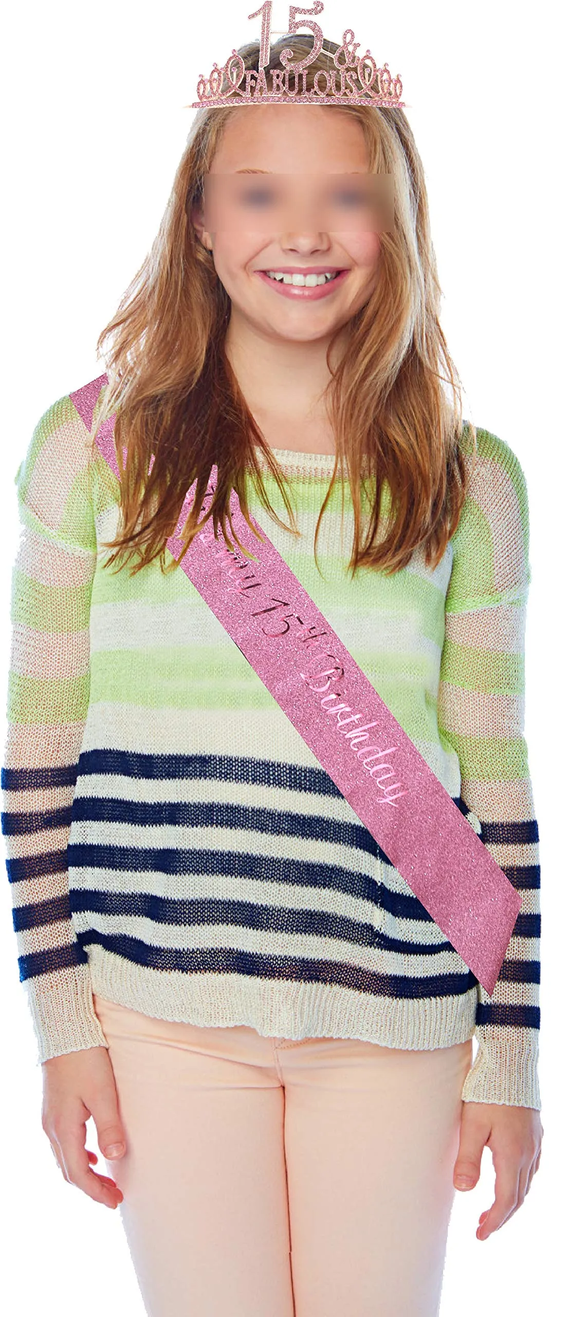 15th Birthday Gifts for Girl,15th Birthday Tiara and Sash Pink,15th Birthday Decorations