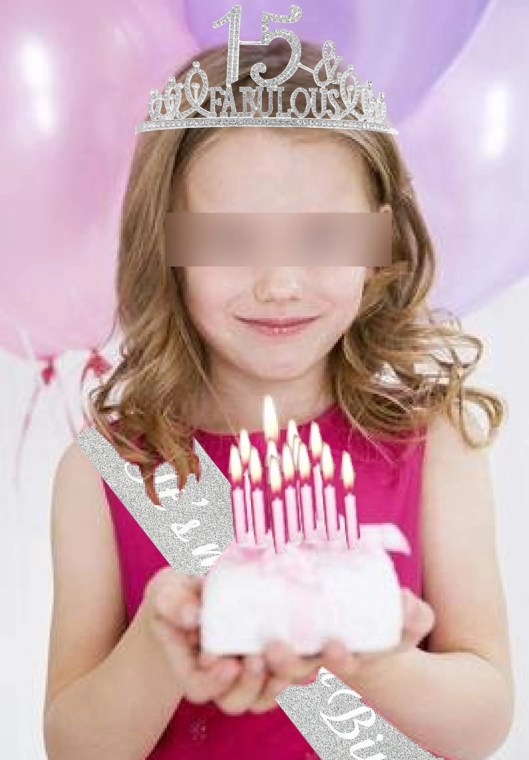 15th Birthday Gifts for girls,15th Birthday Tiara and Sash Silver,15th Birthday