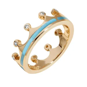 18ct Rose Gold Turquoise Diamond Tiara Band Ring