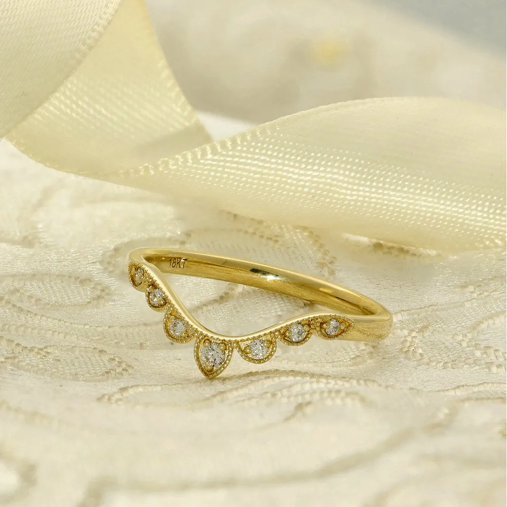 18ct Yellow Gold Diamond Wishbone Eternity Ring