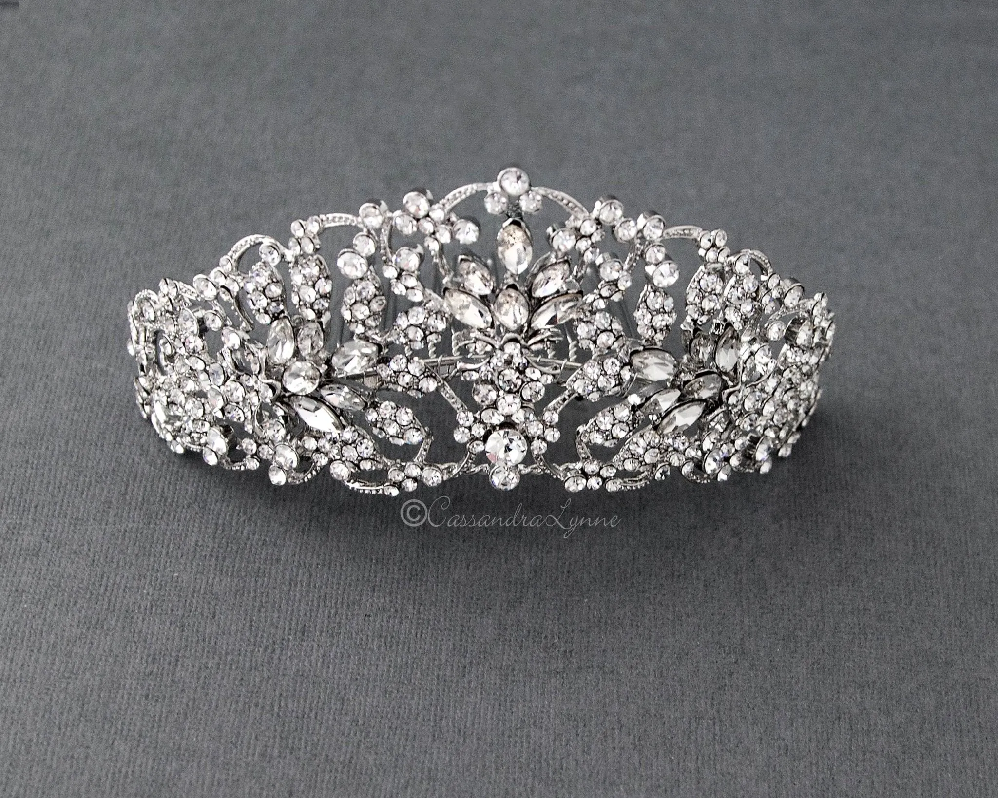 Antique Silver Regal Tiara Comb