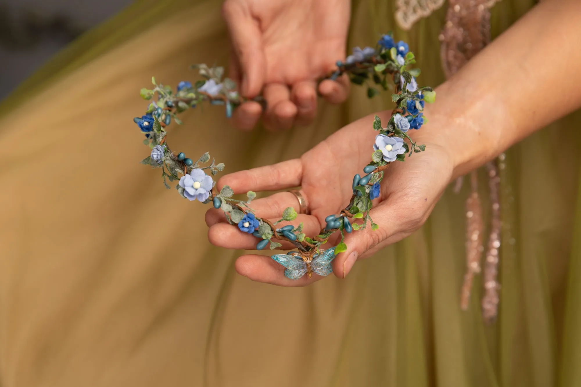 Baby blue flower tiara with butterfly