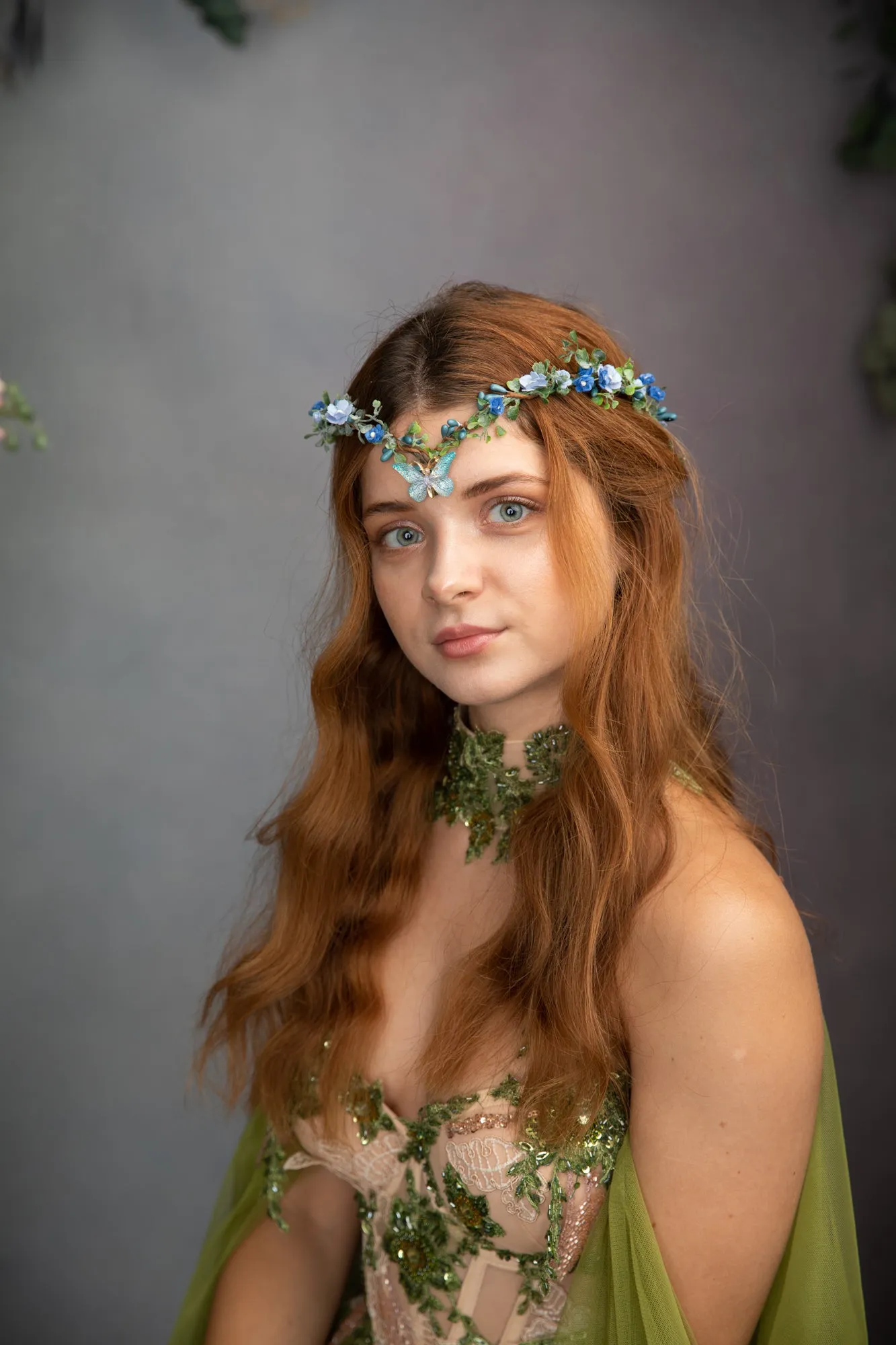 Baby blue flower tiara with butterfly