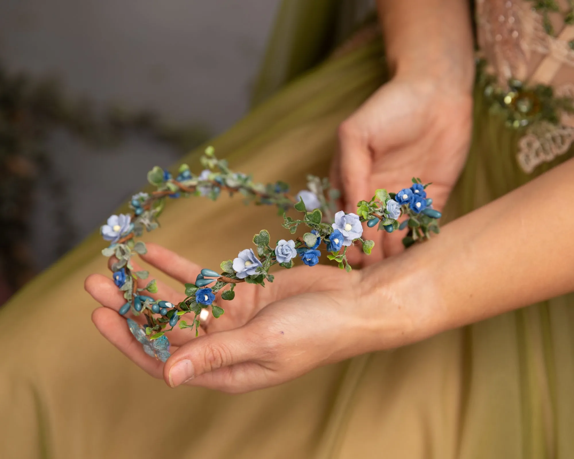 Baby blue flower tiara with butterfly