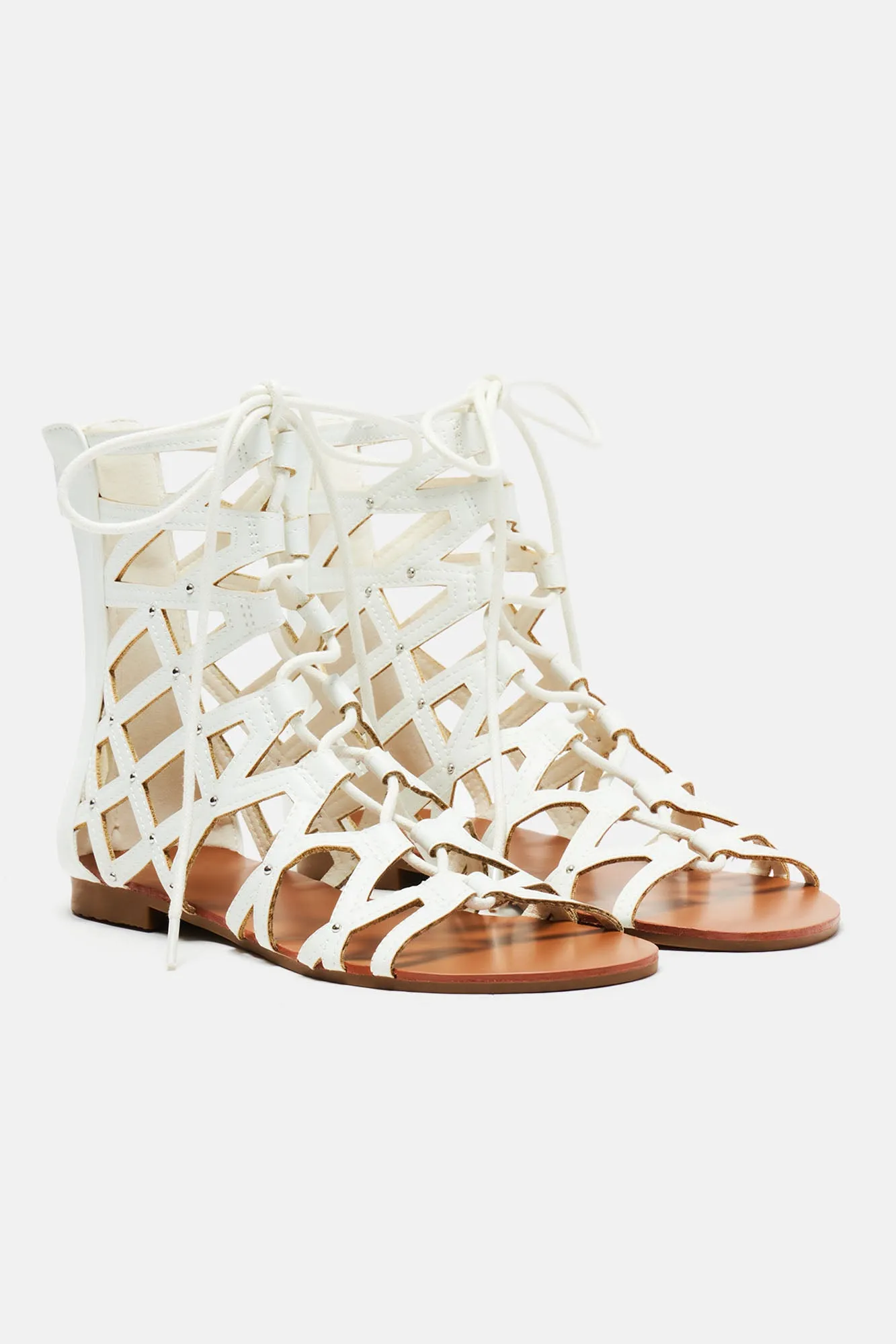 Beat You To It Gladiator Sandals - White