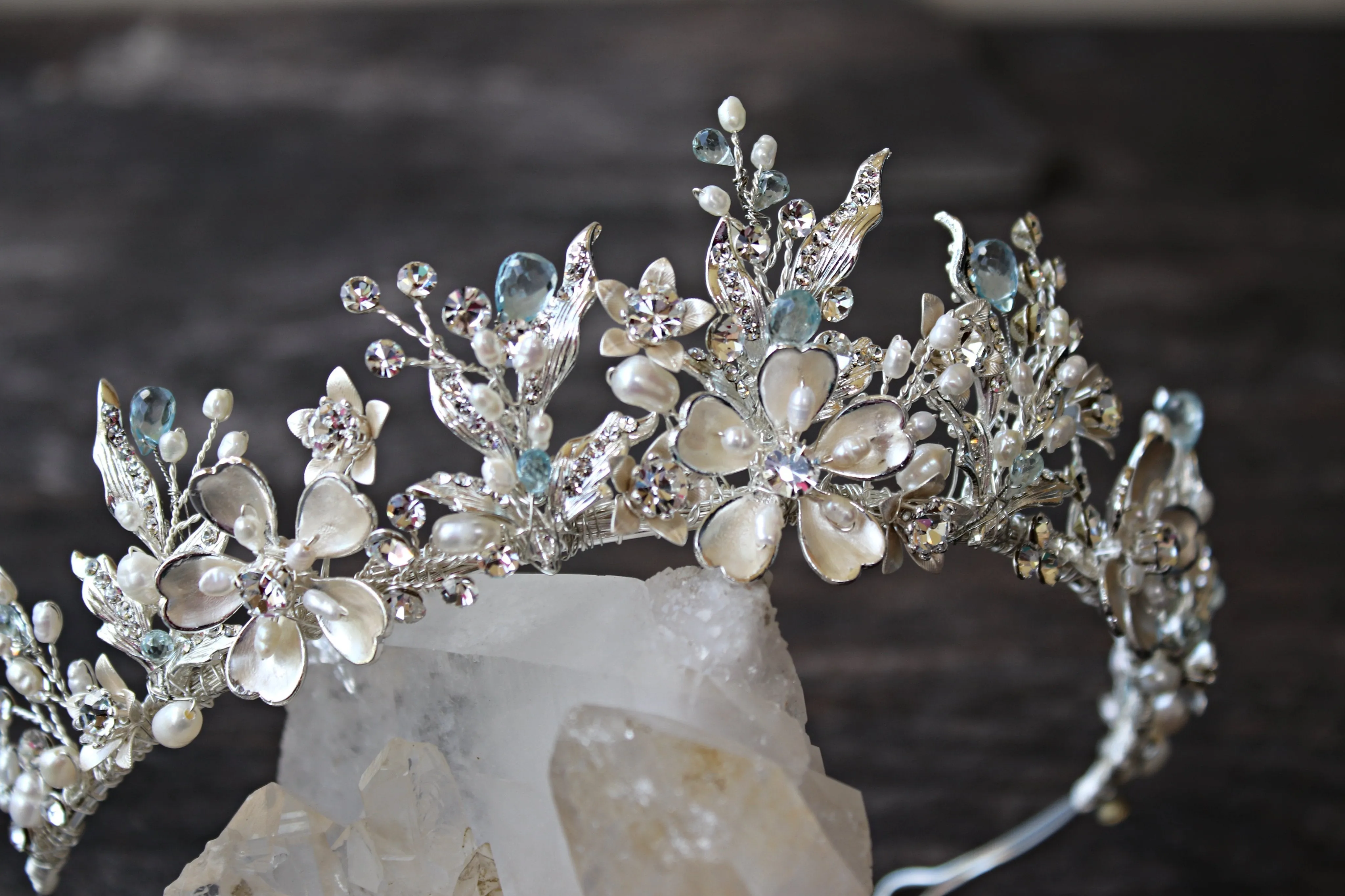 Bespoke GENEVIEVE Tiara with Genuine Emerald Accents for David