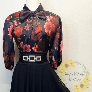 Blusa Negra Elegante Floral