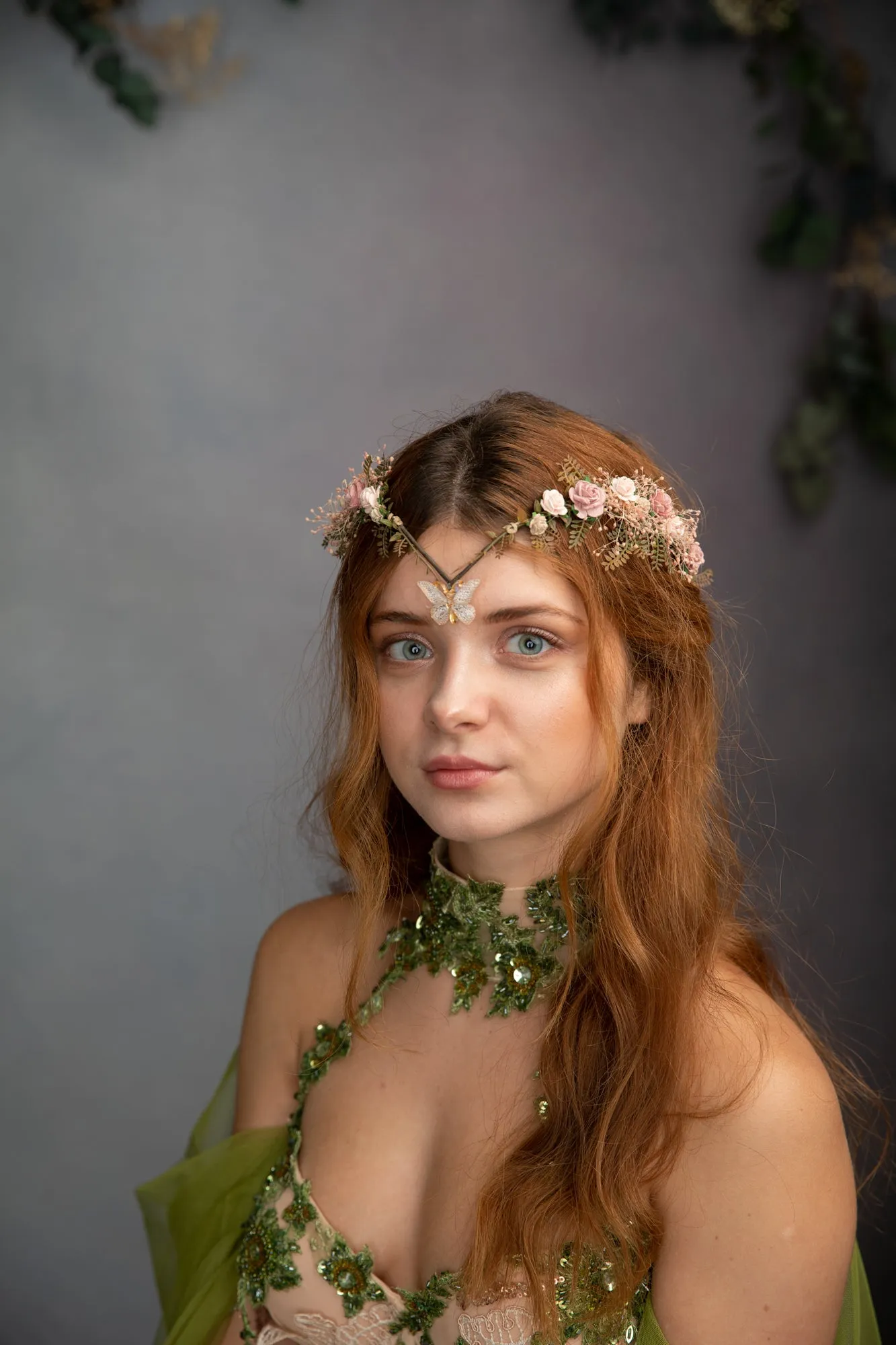 Blush vintage flower elven tiara