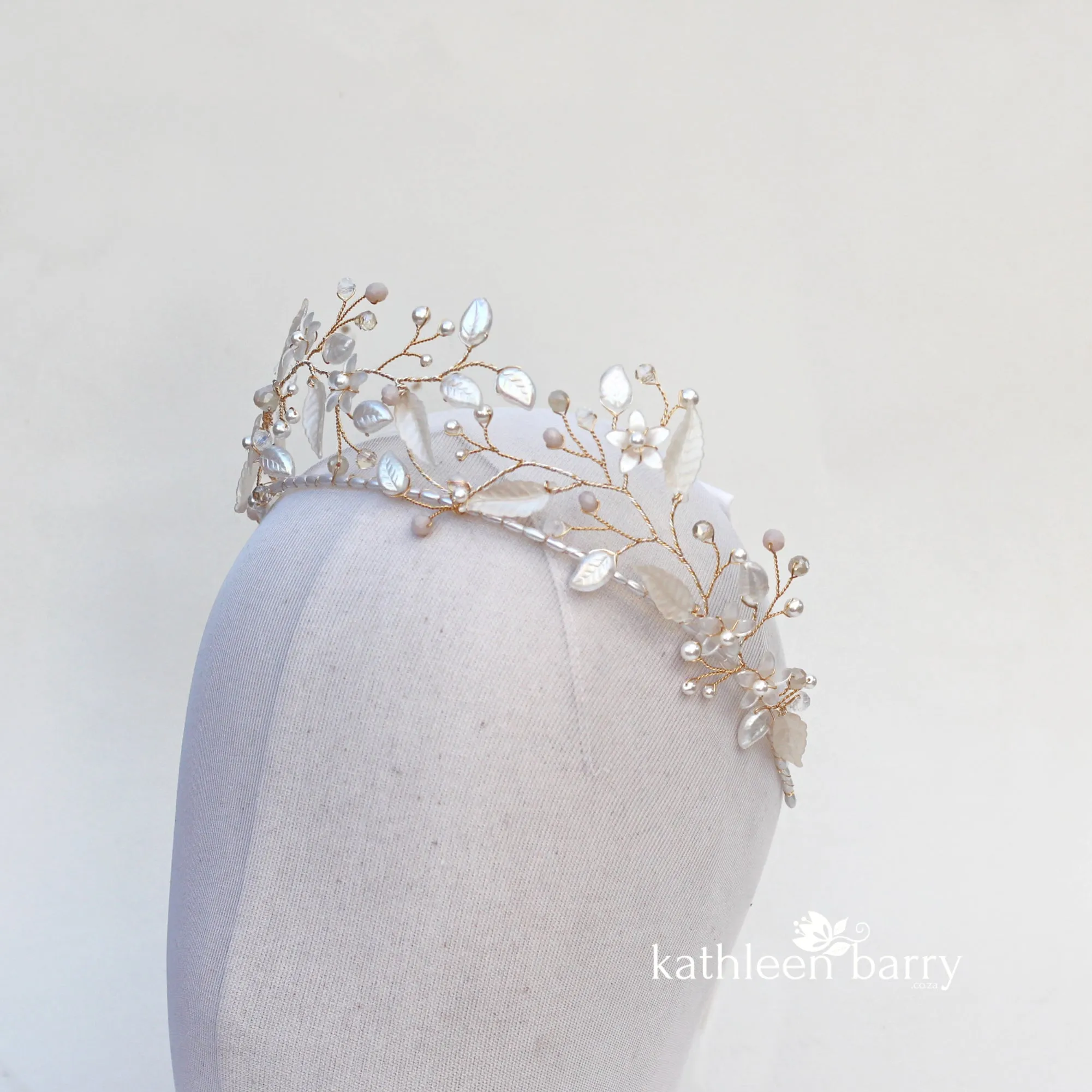 Blythe Iridescent opalescent floral leaf crown - color and finish options available