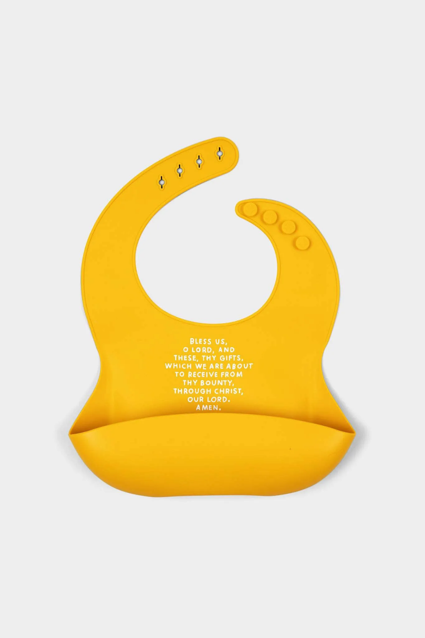 Catholic Meal Blessing Bib | BPA Free Bib | Gift For Baby: Sage Green - ALL CAPS English