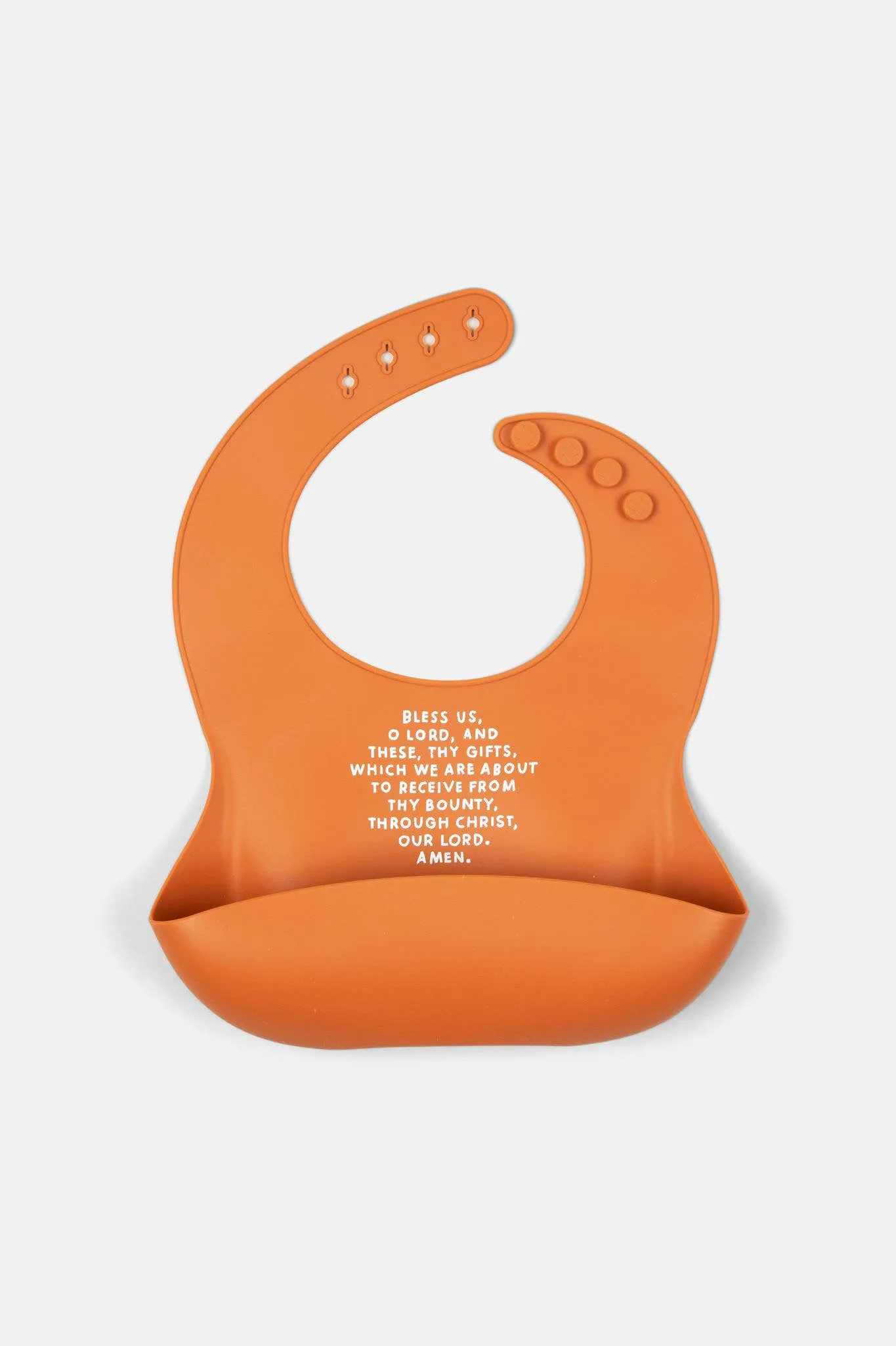 Catholic Meal Blessing Bib | BPA Free Bib | Gift For Baby: Sage Green - ALL CAPS English