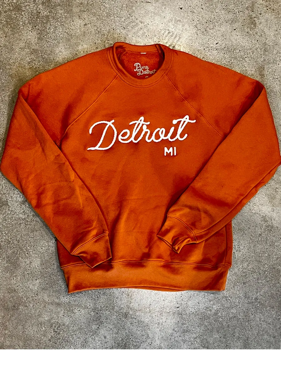 Detroit MI Sweatshirt - Embroidered/ Burnt Orange / Unisex