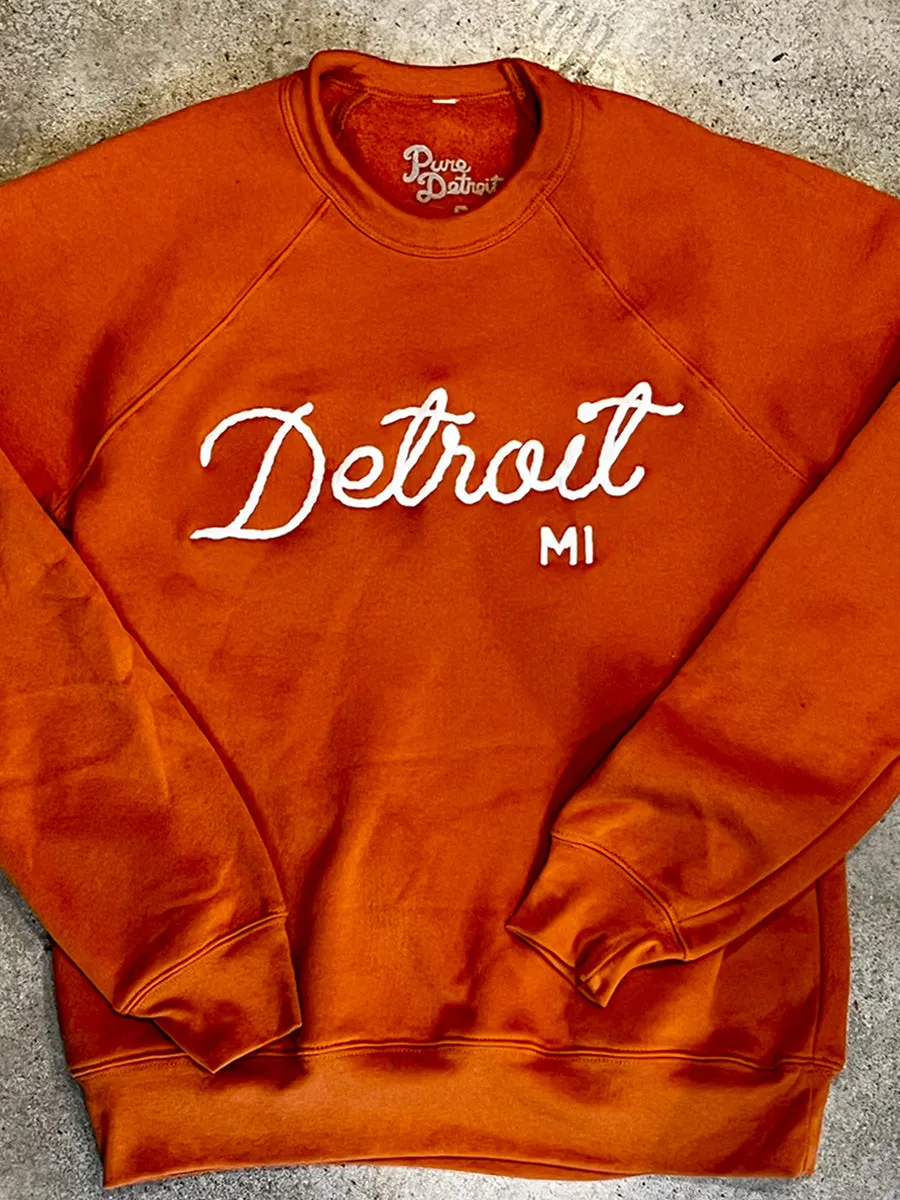 Detroit MI Sweatshirt - Embroidered/ Burnt Orange / Unisex