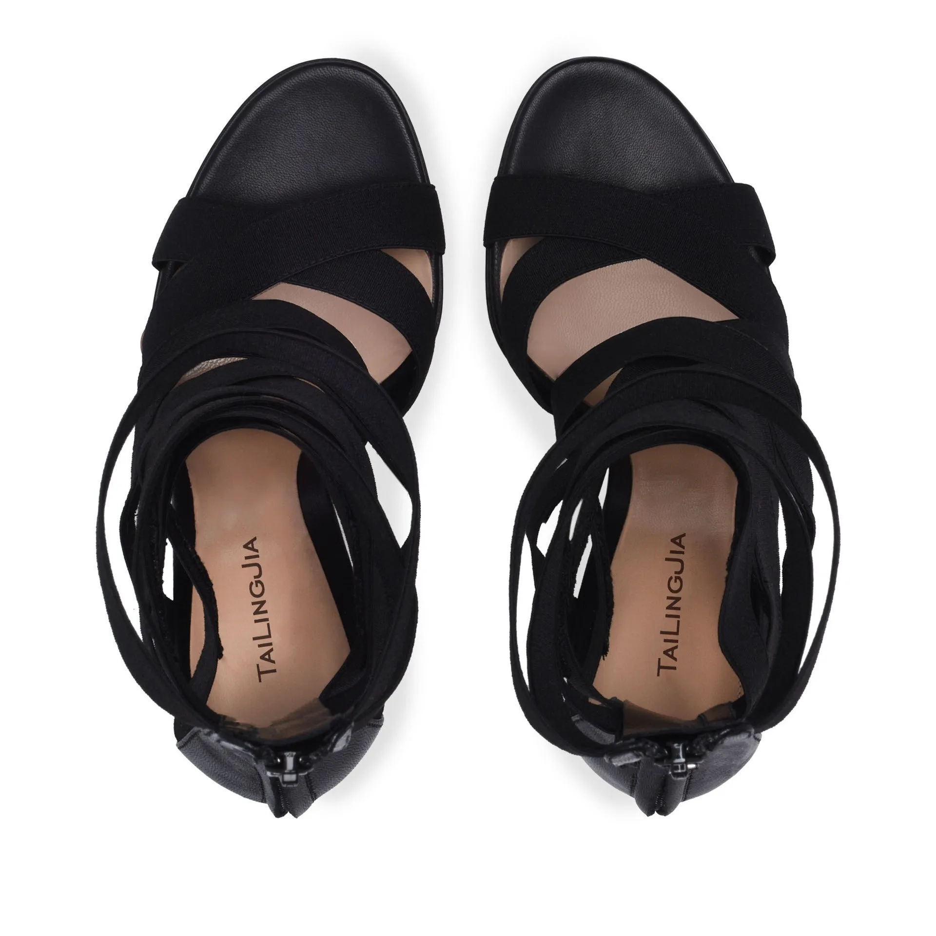 European & American Black Elastic Belt Heel Sandals & Cool Boots | Chengdu Fashion Women's Shoes