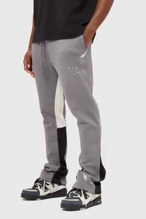 FLARED TONAL PAINT JOGGER - GREY