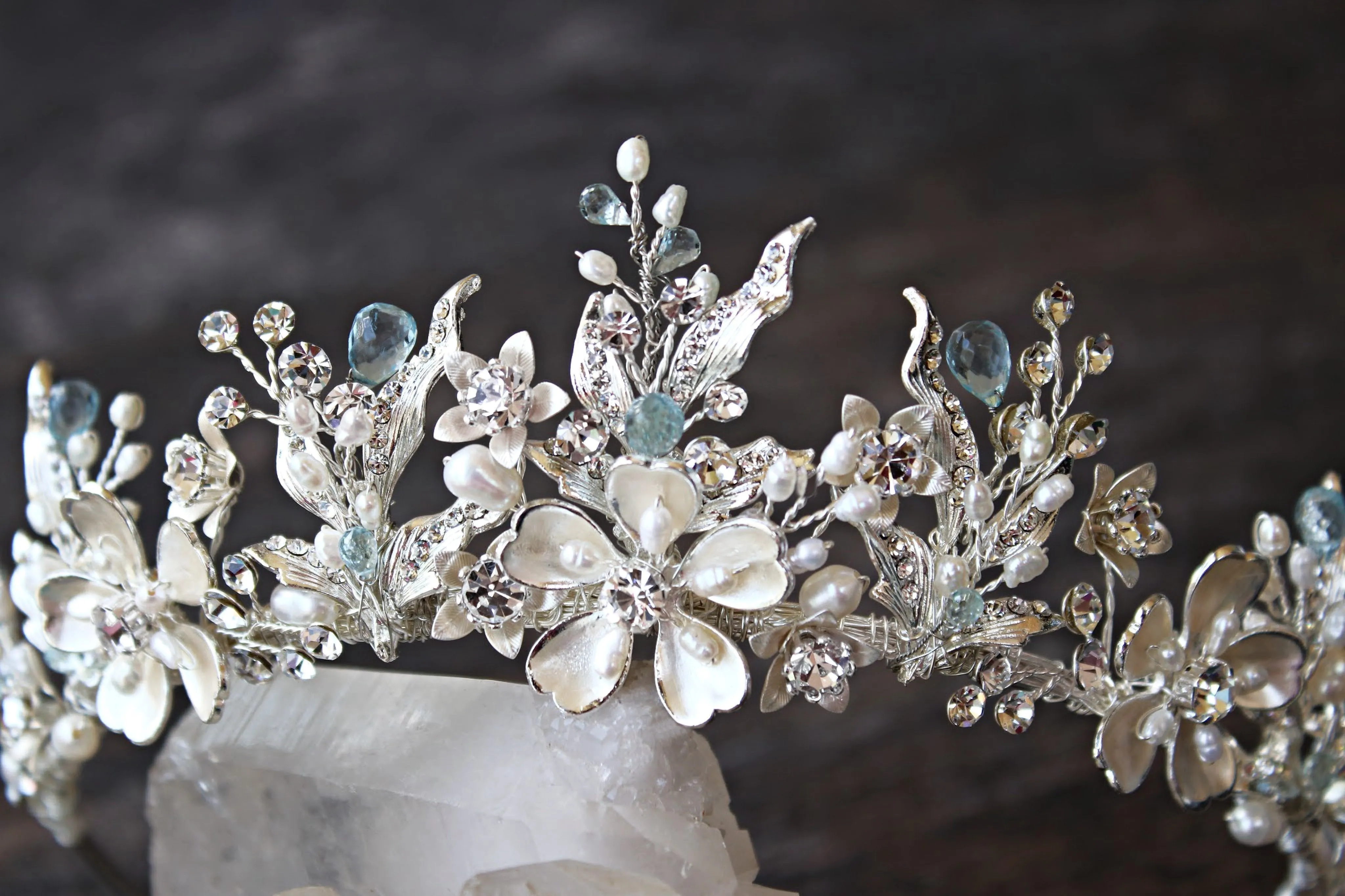 GENEVIEVE Tiara with Ruby and Emerald Briolettes