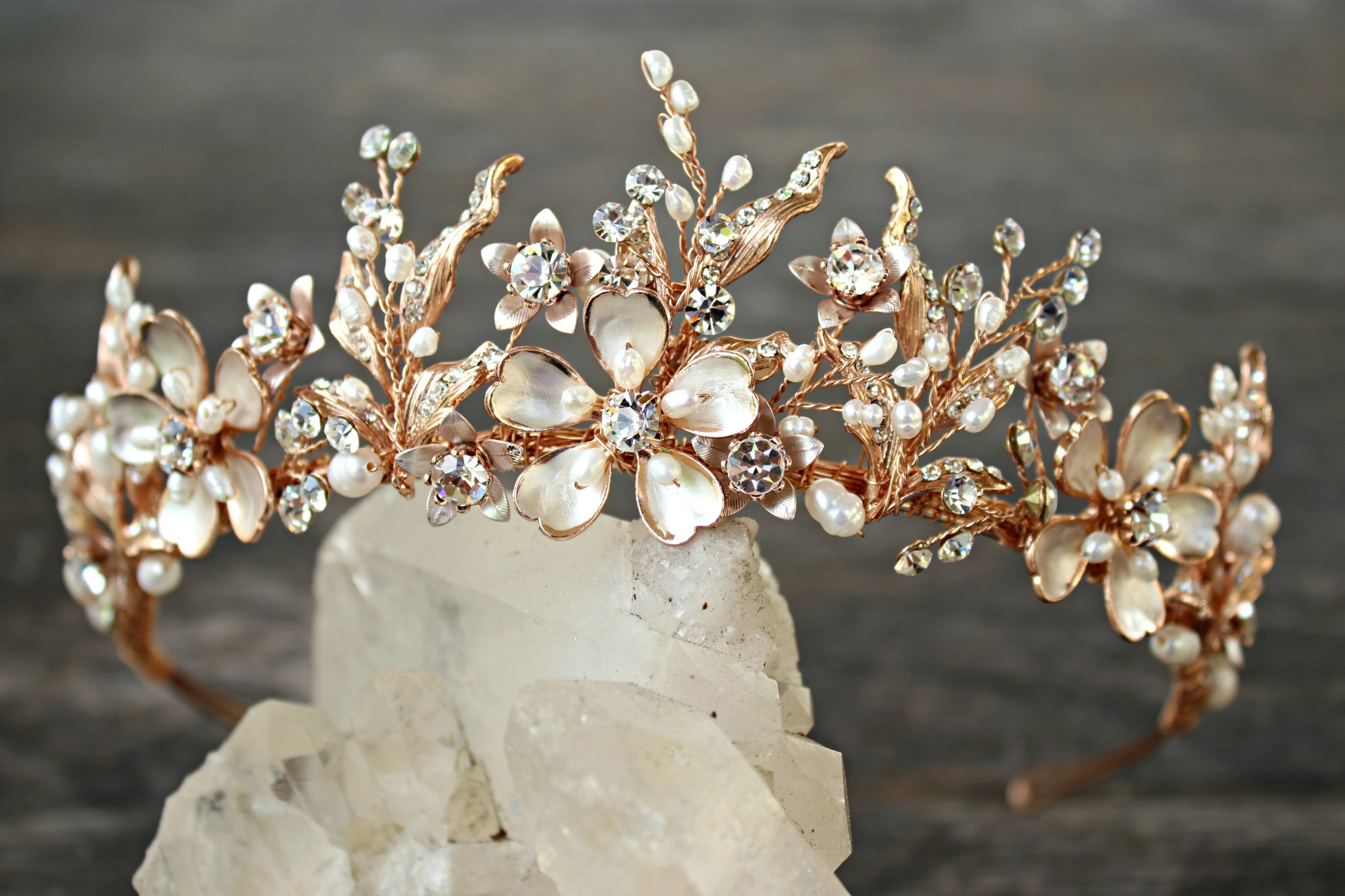 GENEVIEVE Tiara with Ruby and Emerald Briolettes