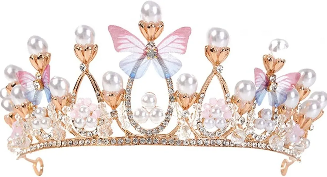 Gold pearl Butterfly crown - pre order