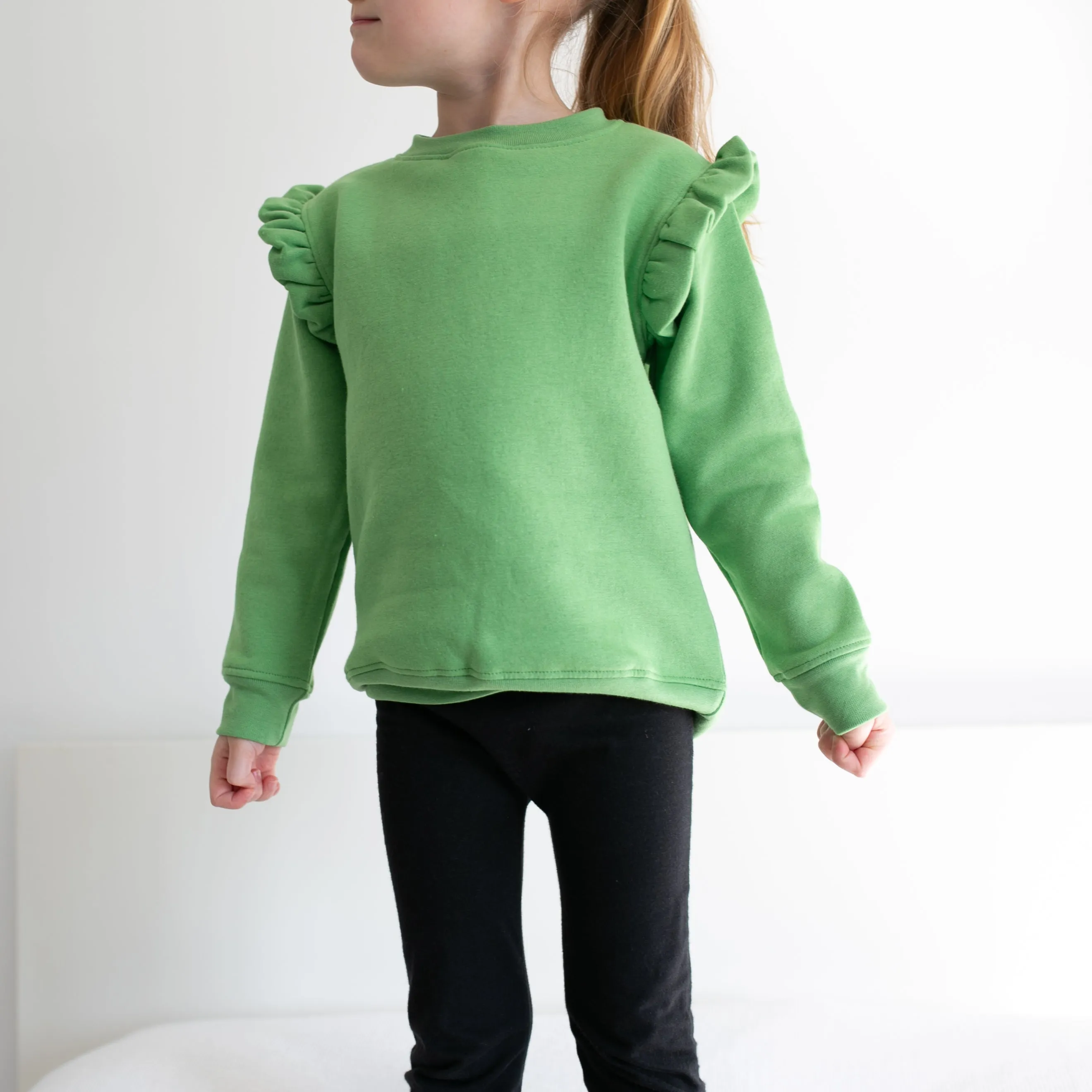 Green frill sleeve Sweatshirt