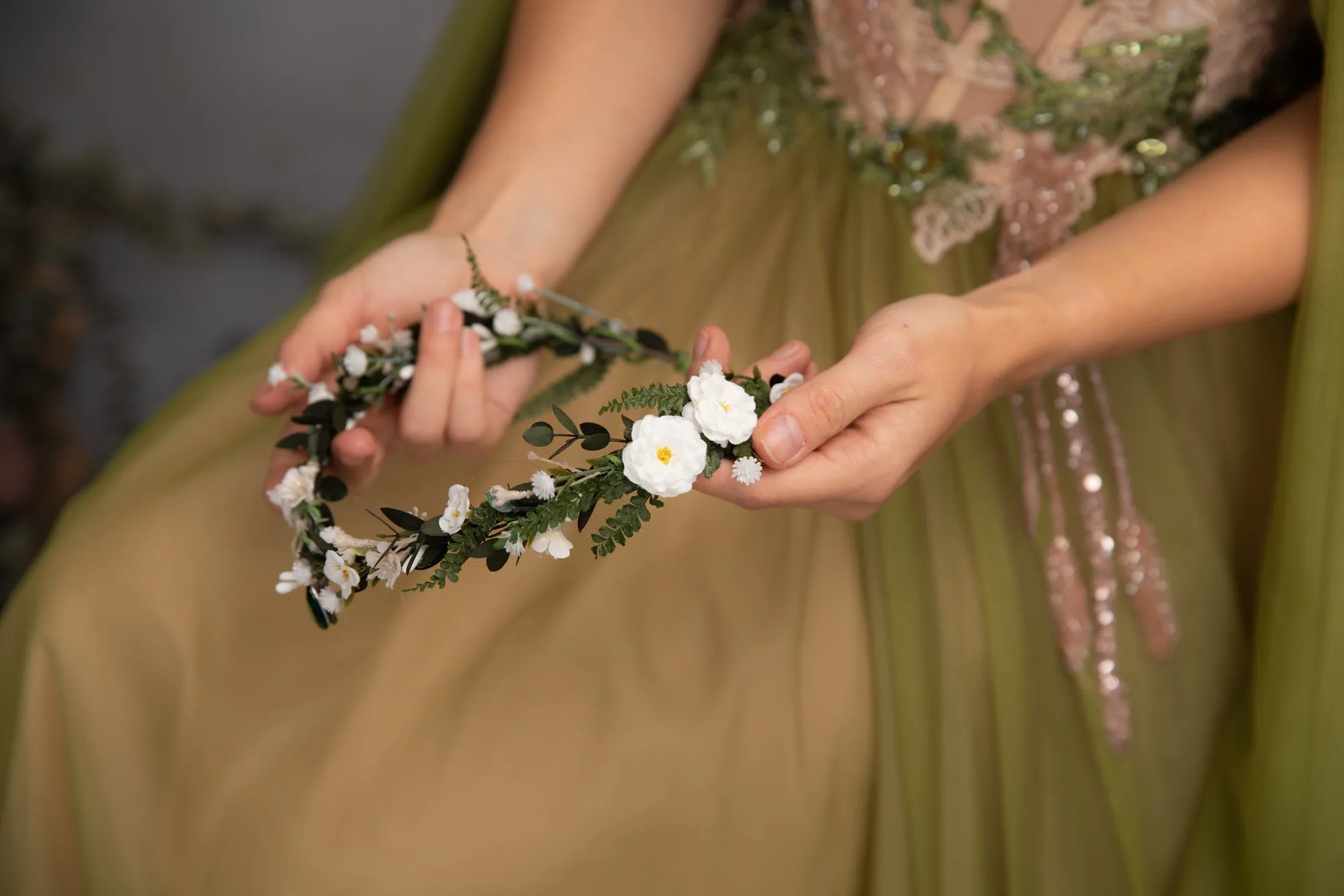 Greenery romantic elven tiara