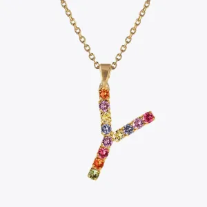 Letter Necklace Y / Rainbow Combo