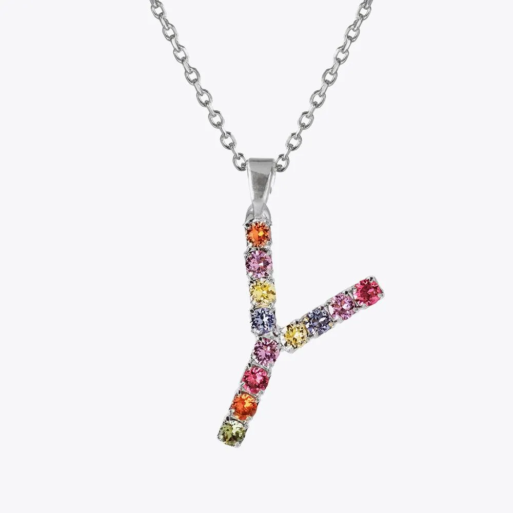 Letter Necklace Y / Rainbow Combo