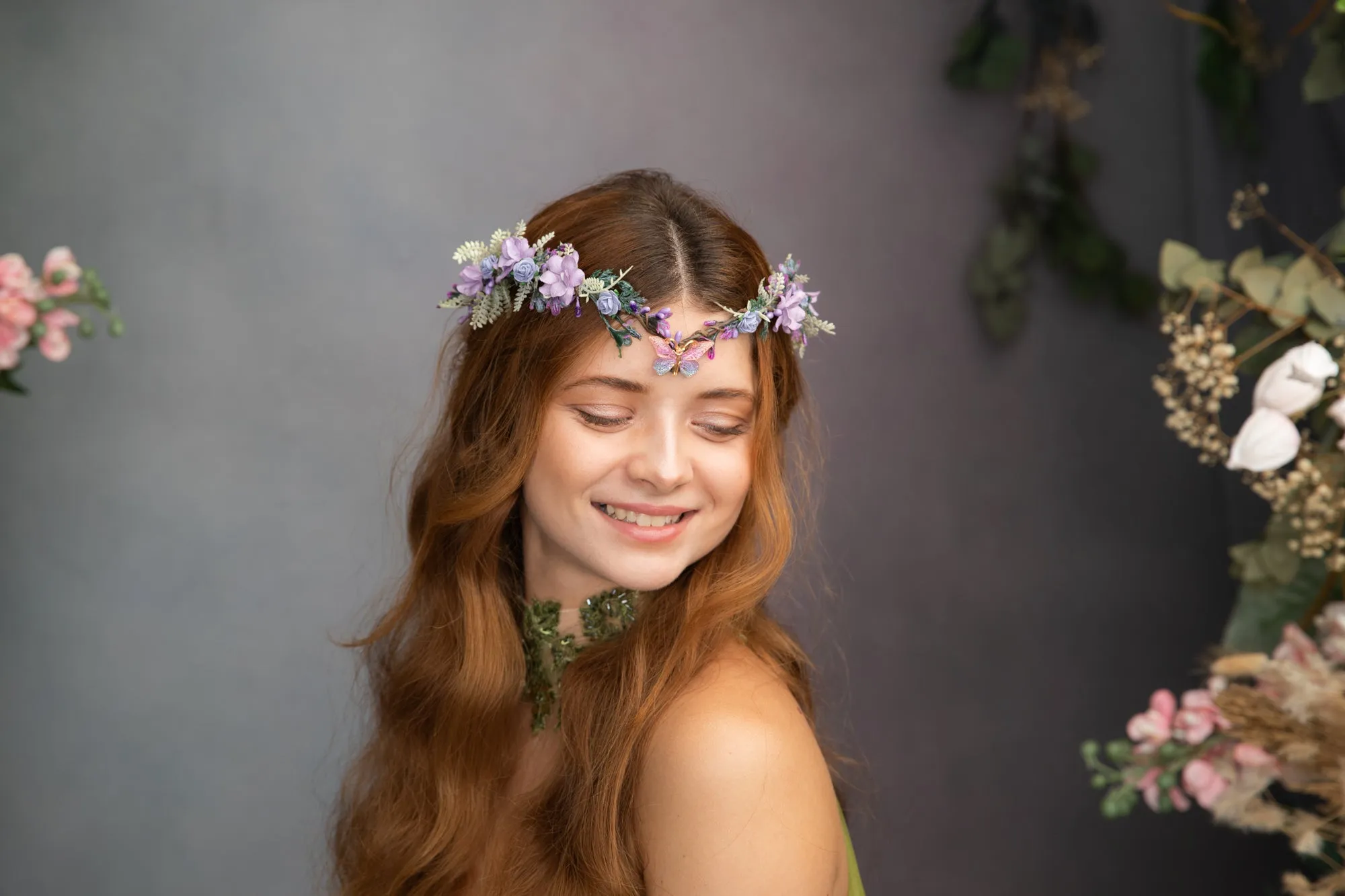 Lilac elf flower tiara