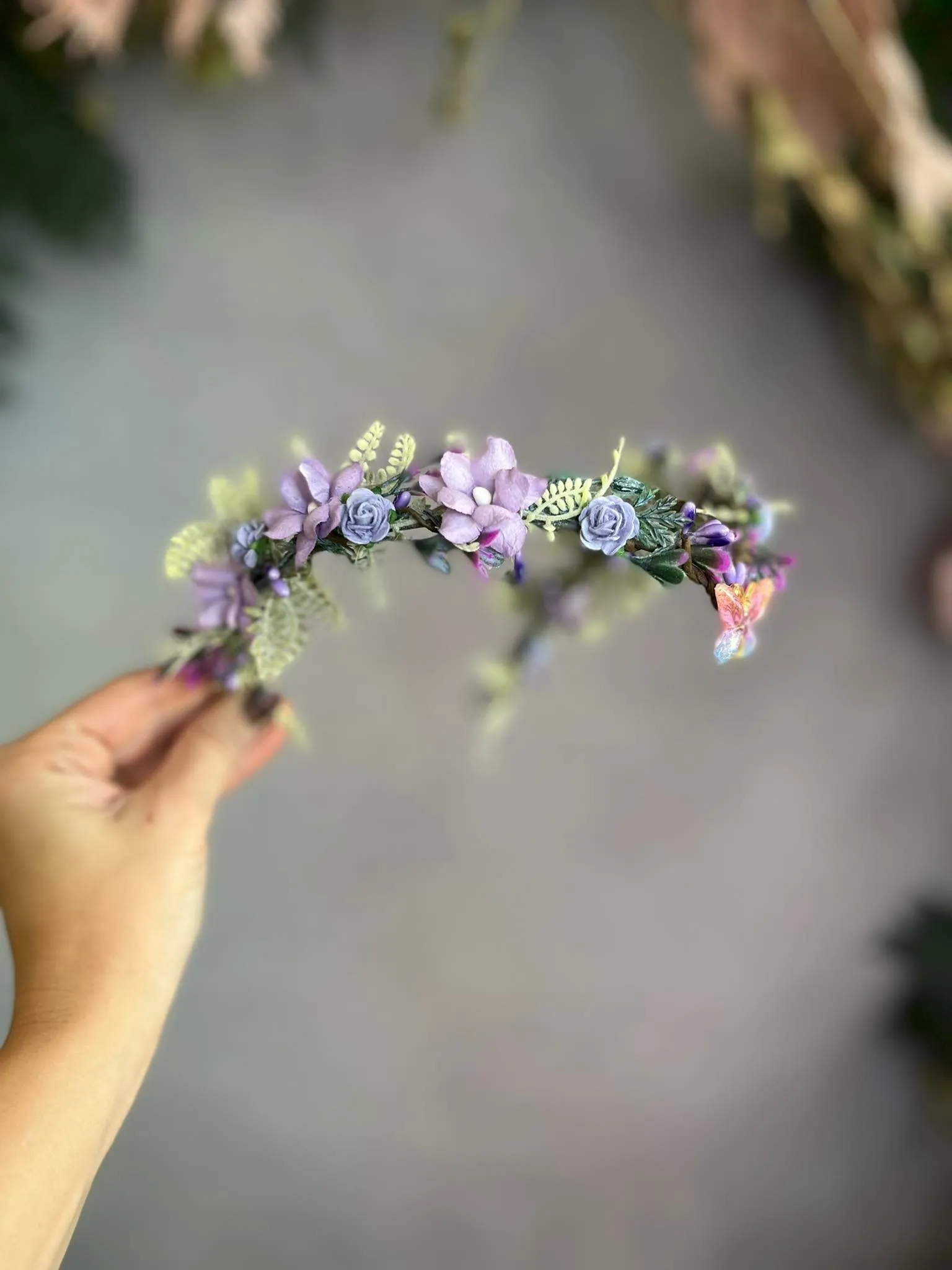 Lilac elf flower tiara