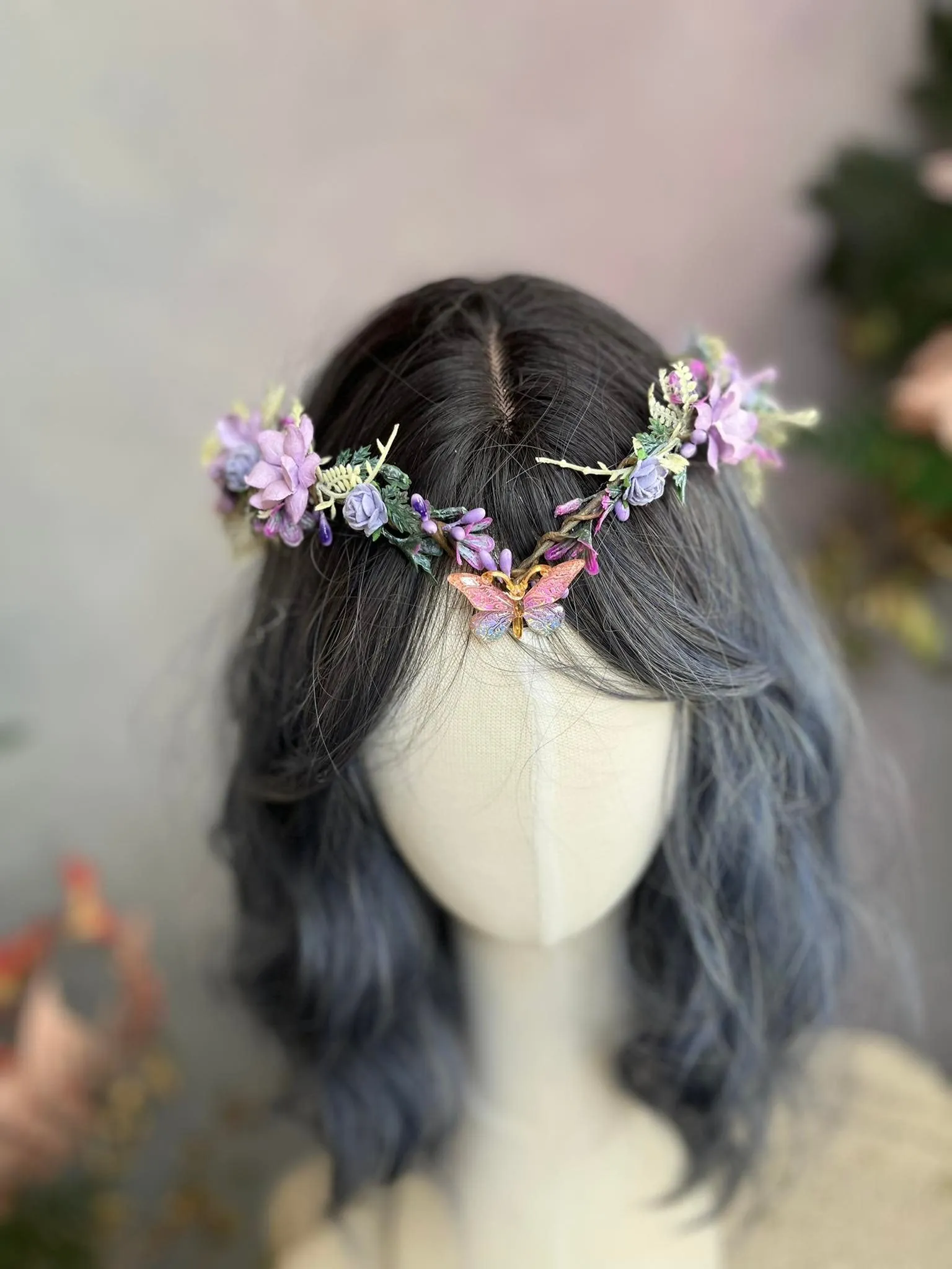 Lilac elf flower tiara