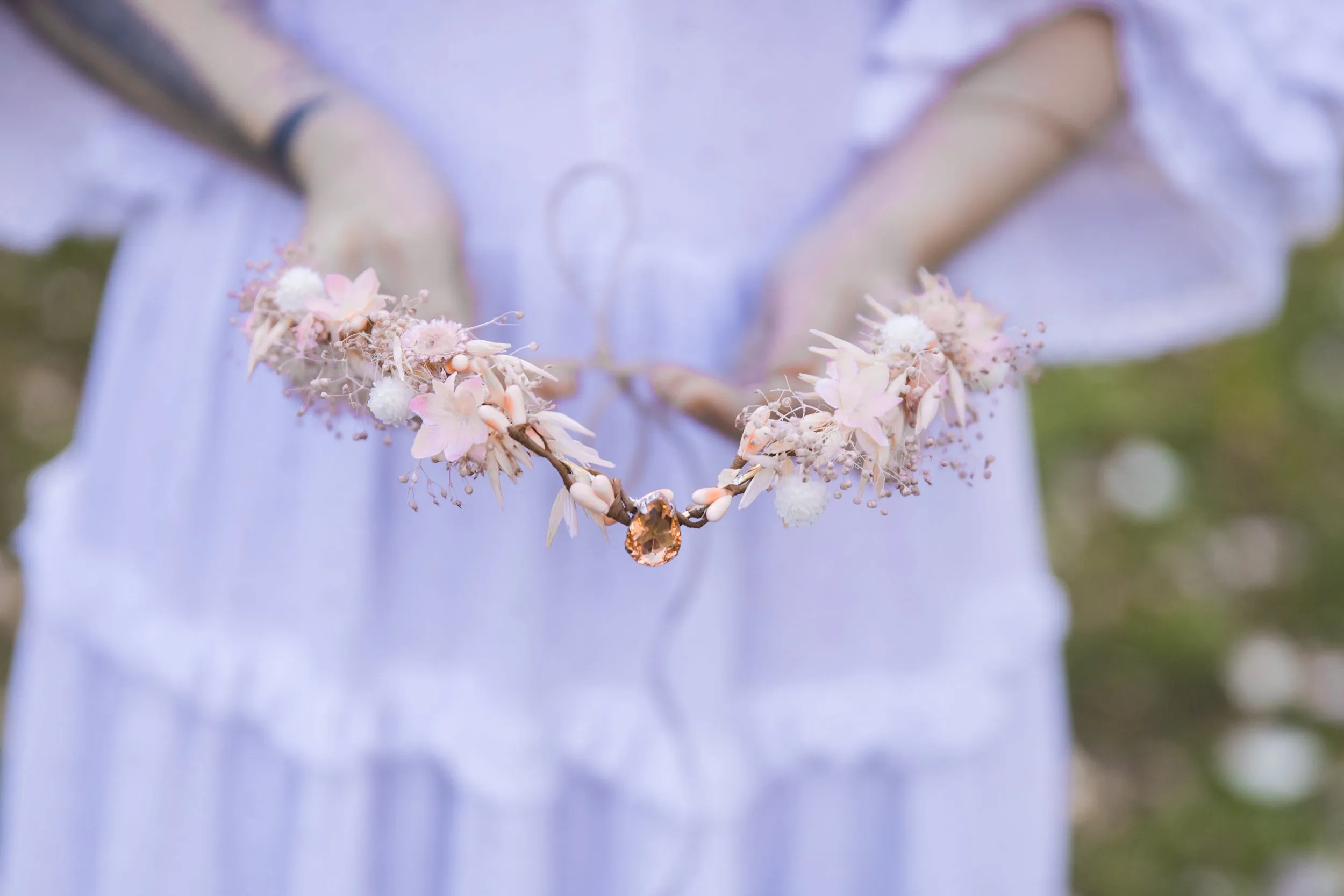 Peach flower elf tiara Bridal elven hair flowers Elegant apricot tiara Flower crown Fairytale wedding tiara Elf wedding Handmade Magaela